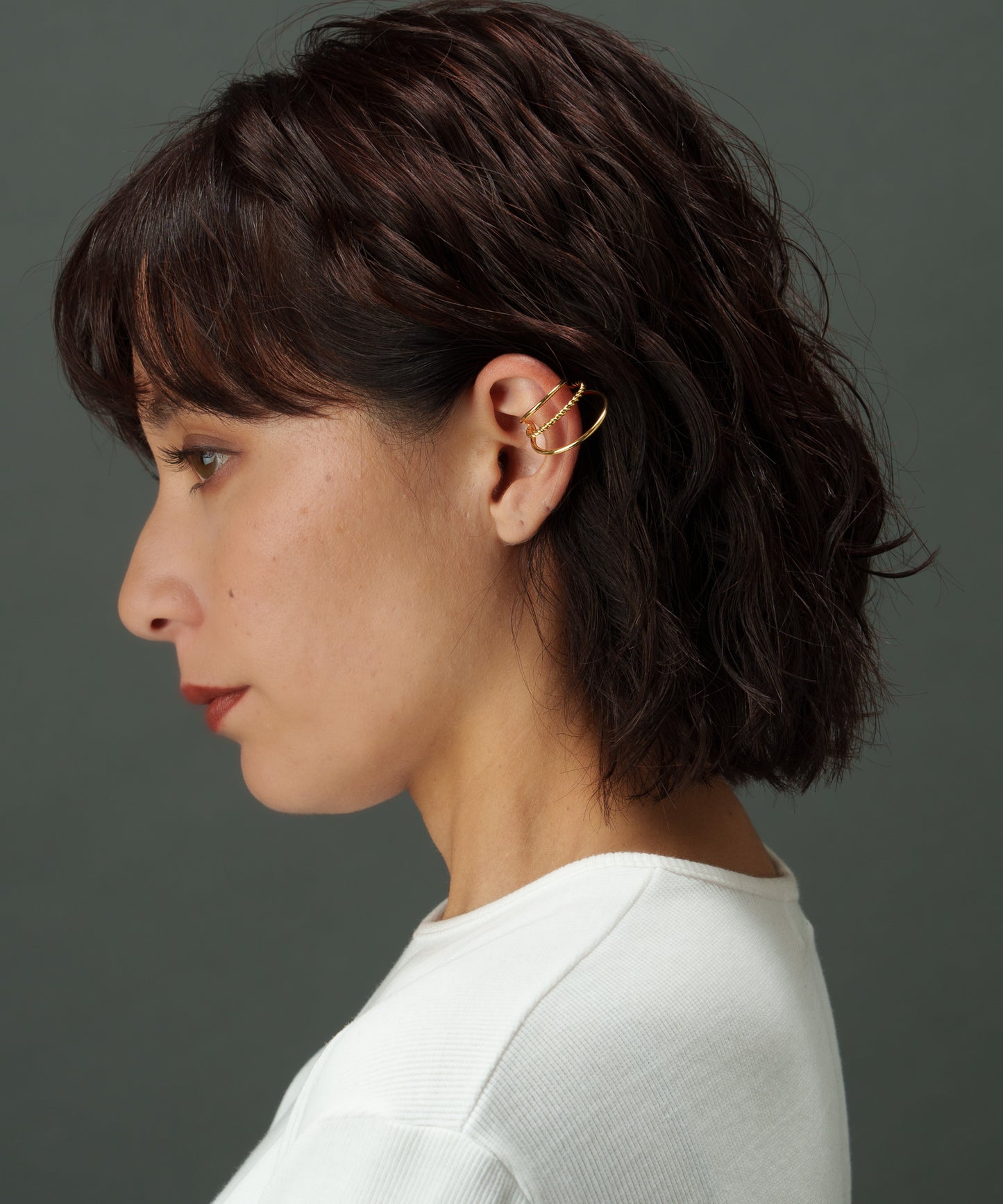 センターツイスト3連イヤーカフ（左用）【Gold】