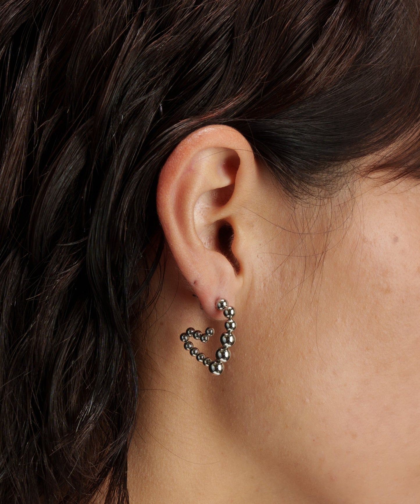 ボールチェーンハートピアス【Silver】