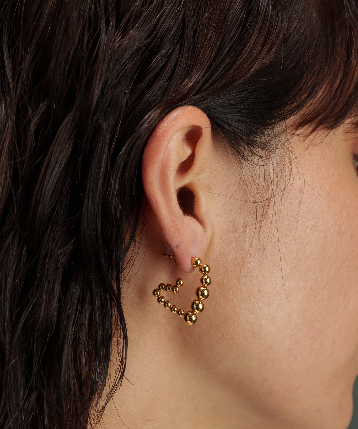 ボールチェーンハートピアス【Gold】