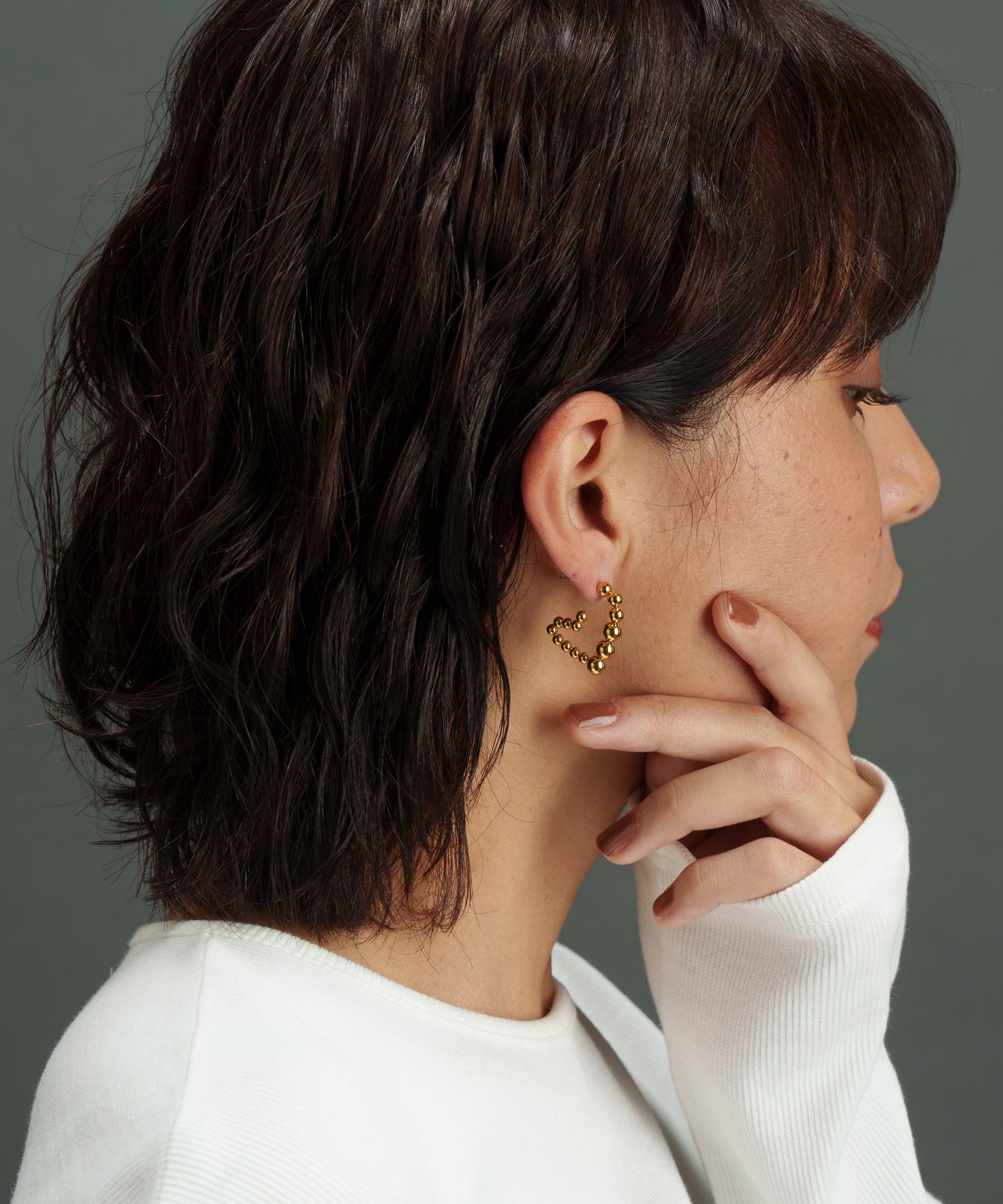 ボールチェーンハートピアス【Gold】