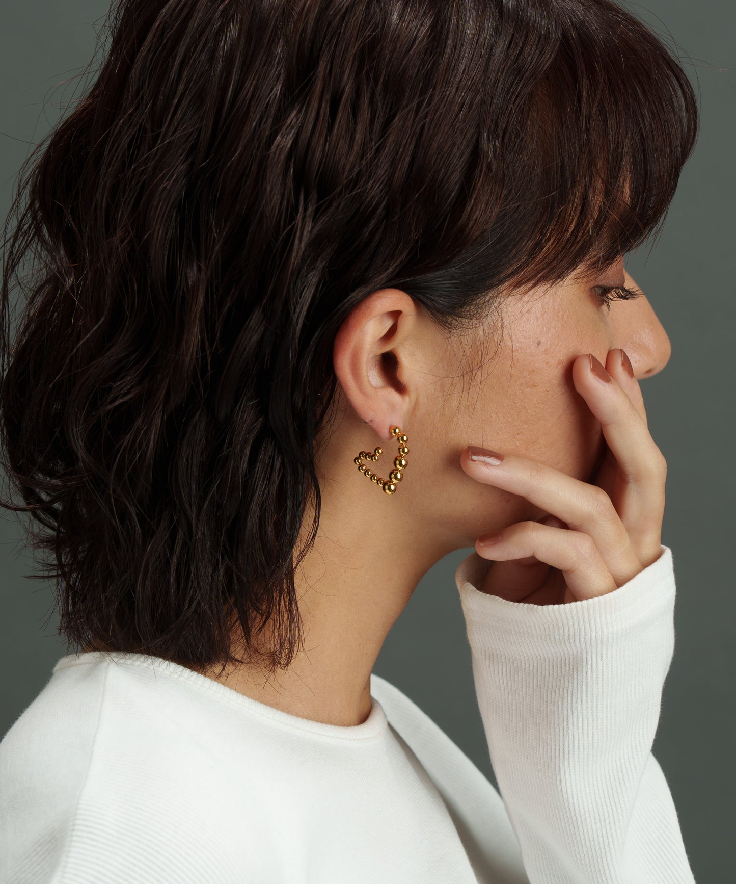 ボールチェーンハートピアス【Gold】