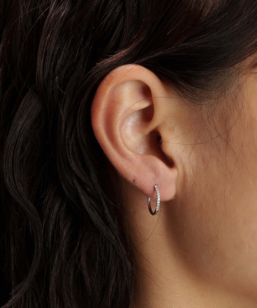 10mmストーンフープピアス【Silver】 | tok