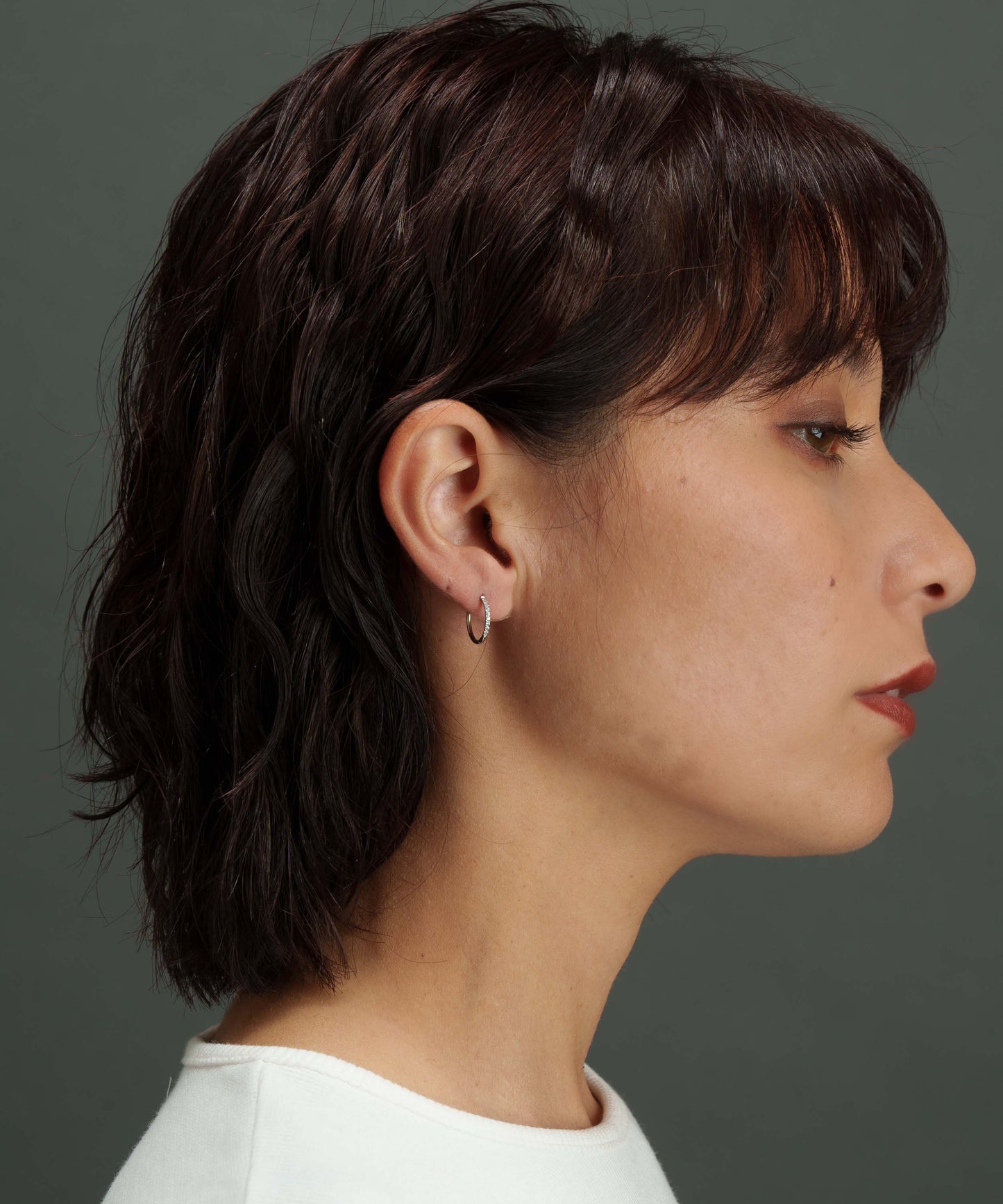 10mmストーンフープピアス【Silver】