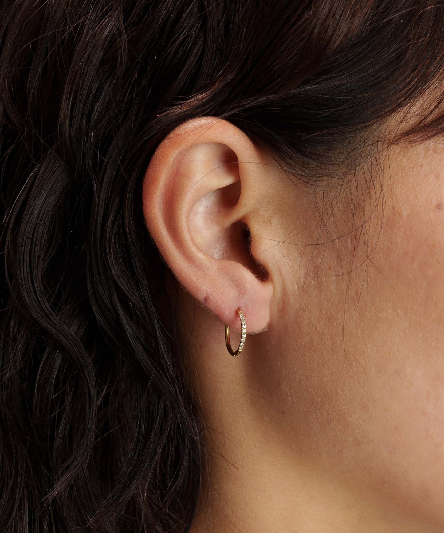 10mmストーンフープピアス【Gold】