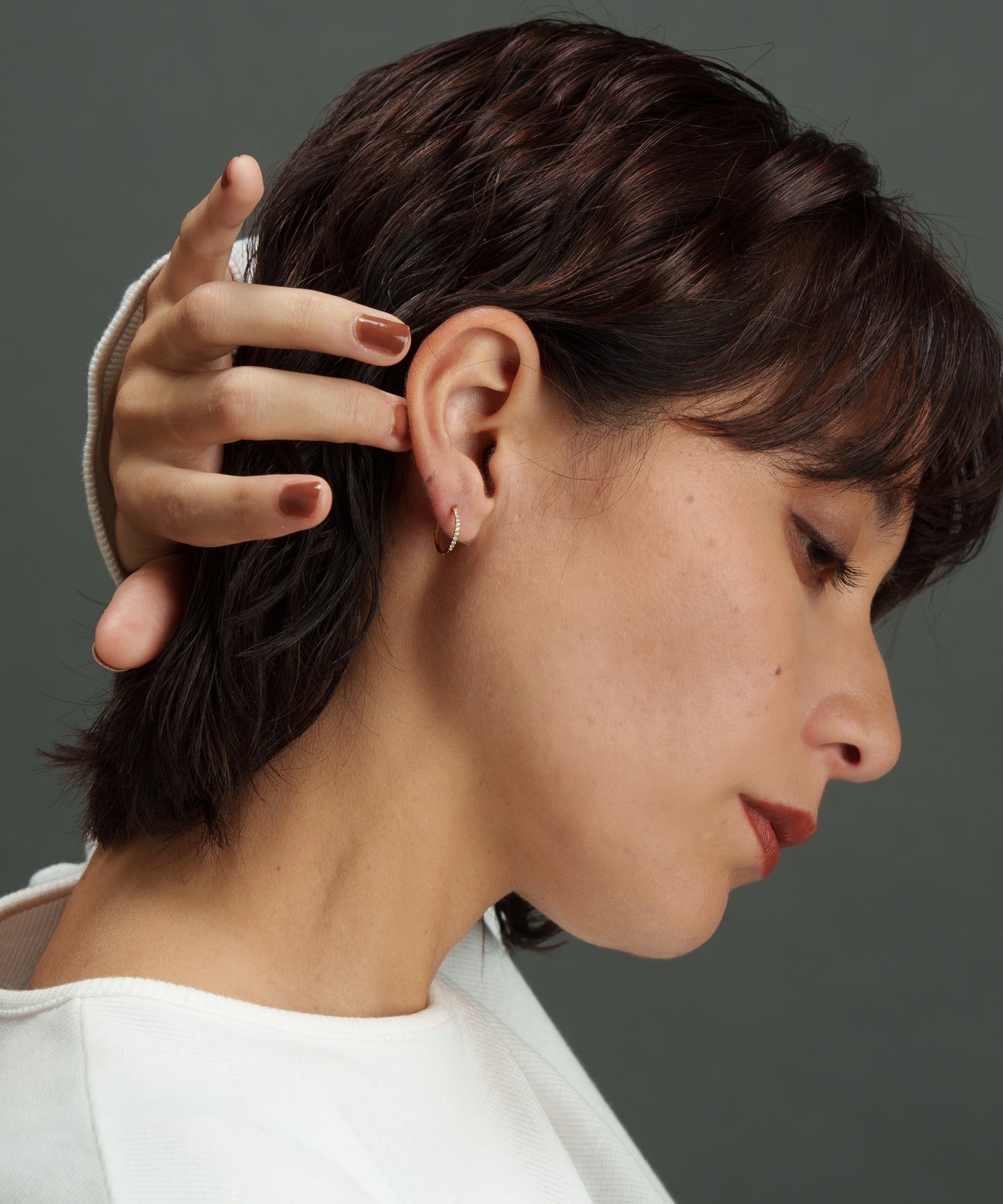 10mmストーンフープピアス【Gold】