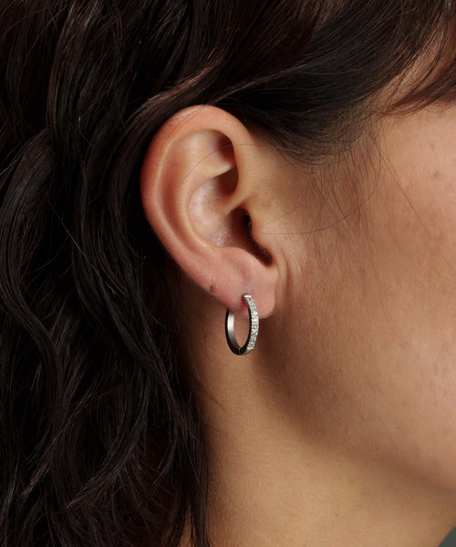 12mmストーンフープピアス【Silver】 | tok