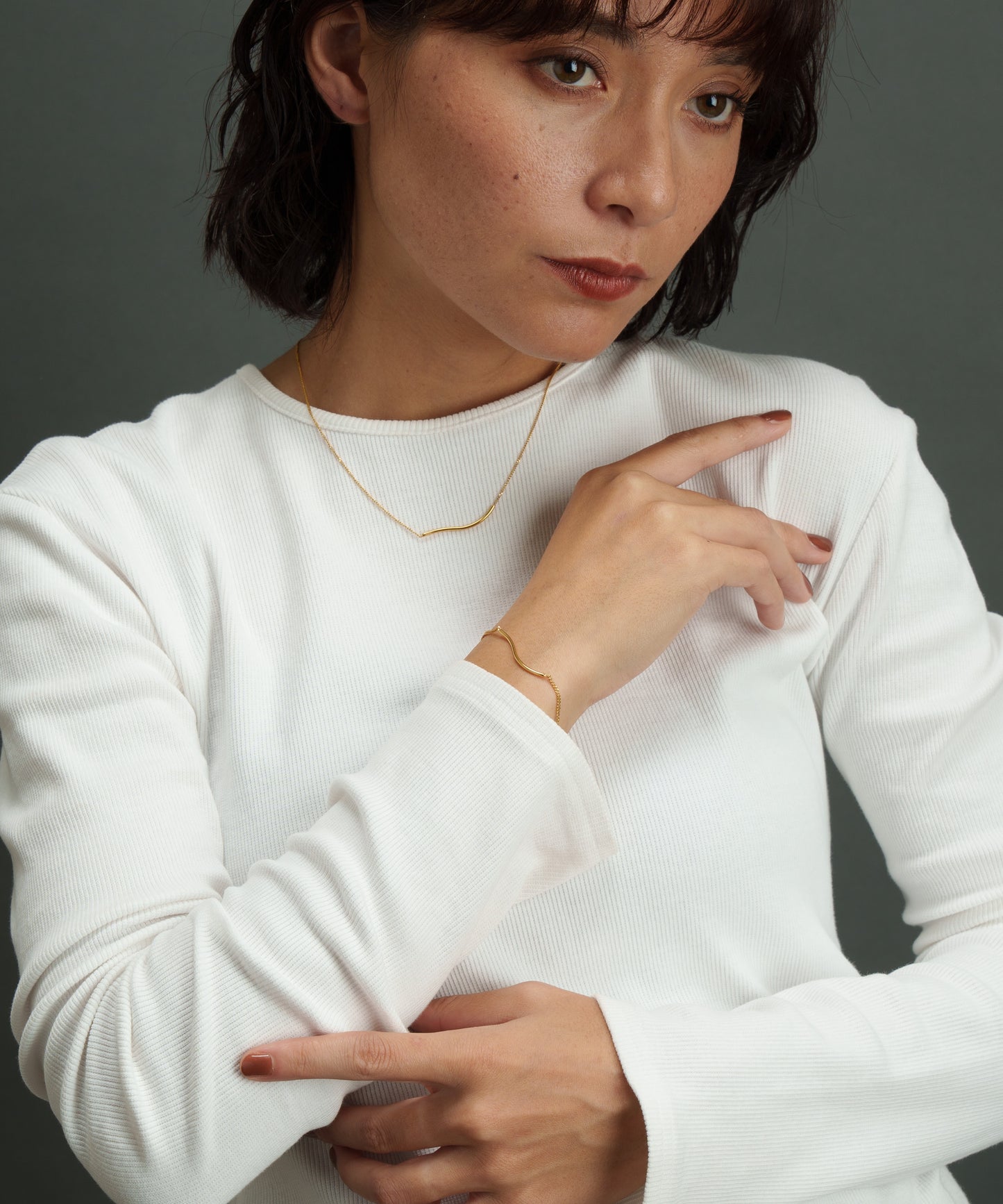 ウェーブモチーフブレスレット【Gold】