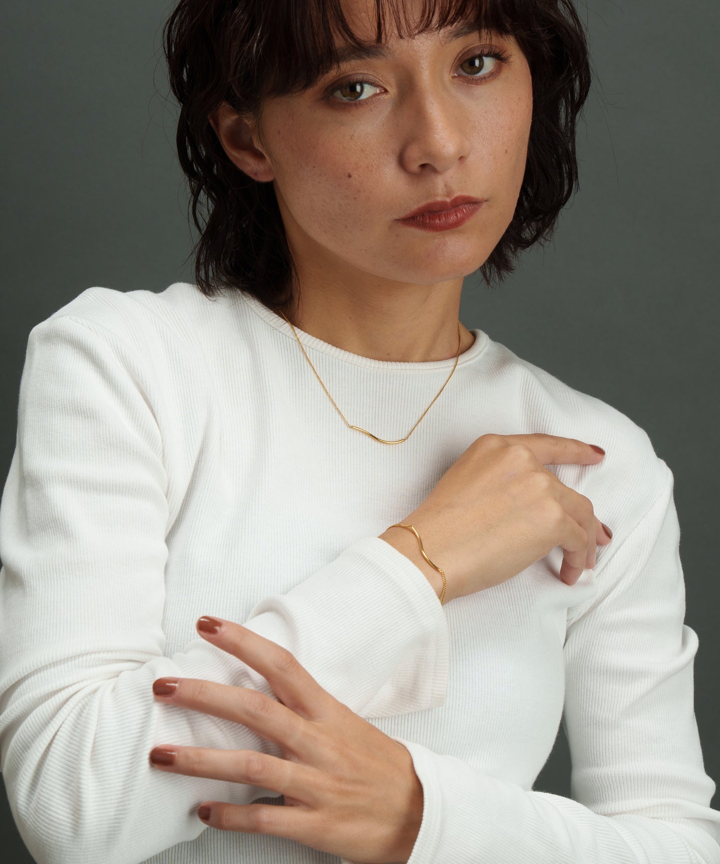 ウェーブモチーフブレスレット【Gold】