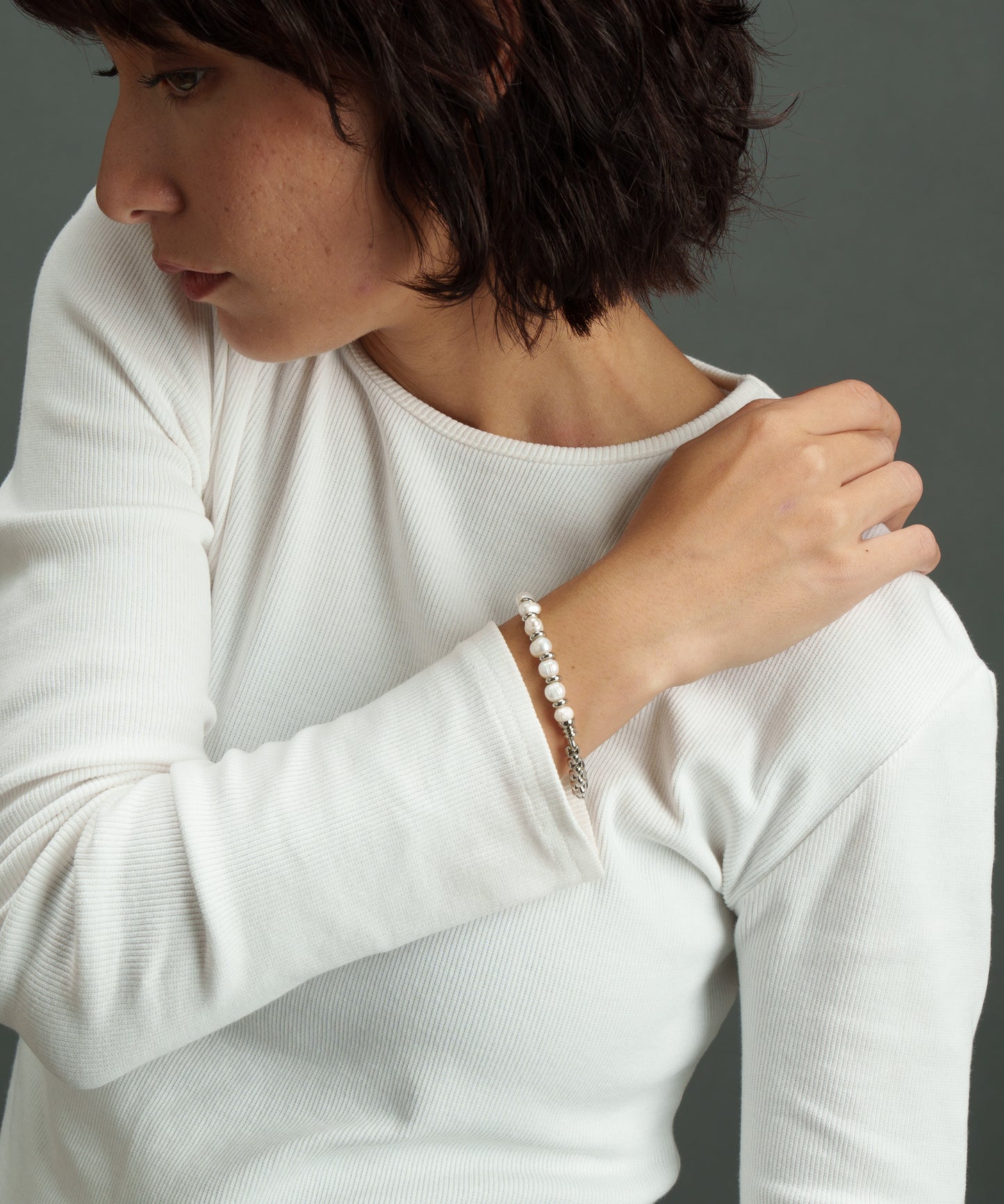 7パールライクブレスレット【Silver】