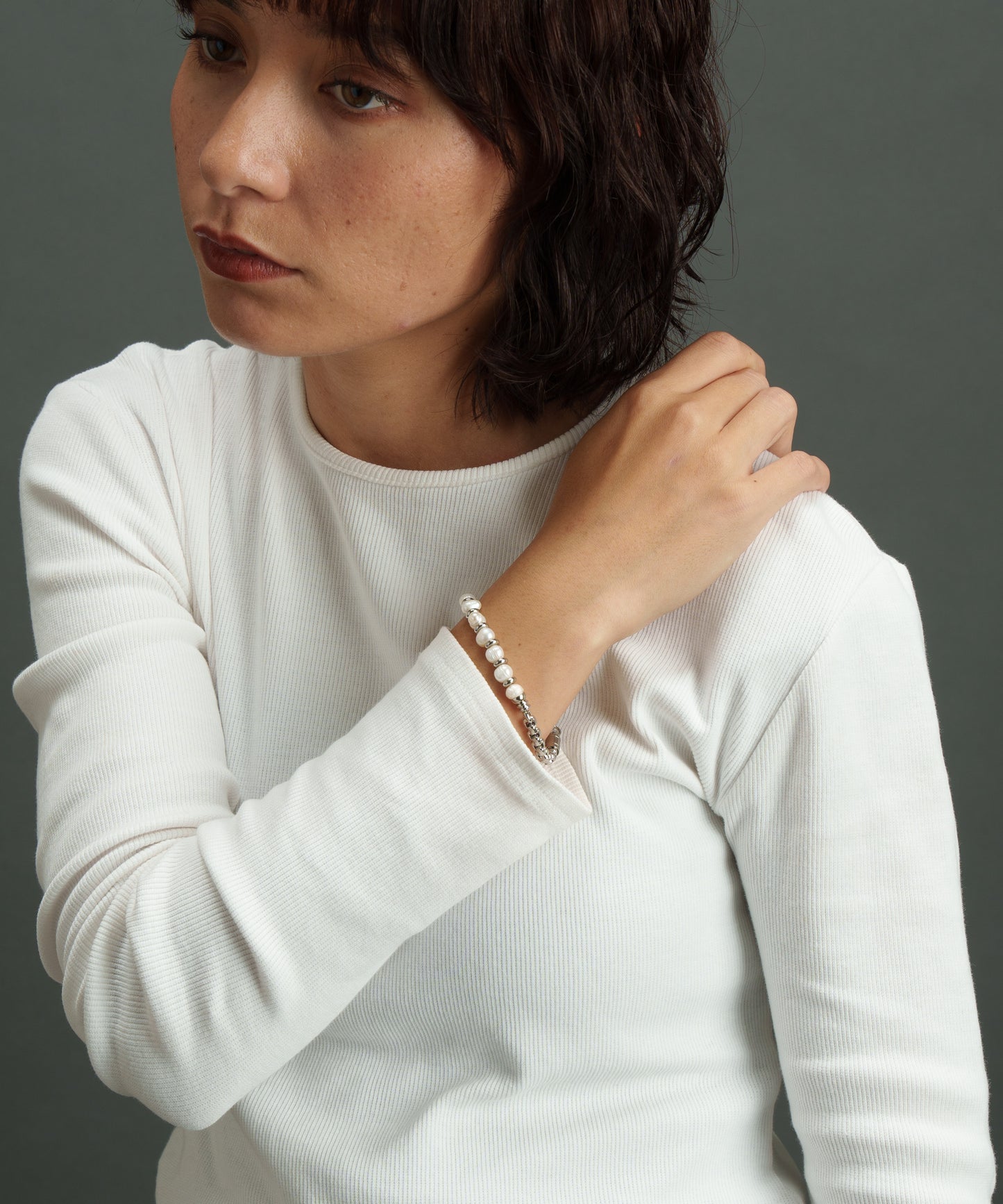 7パールライクブレスレット【Silver】