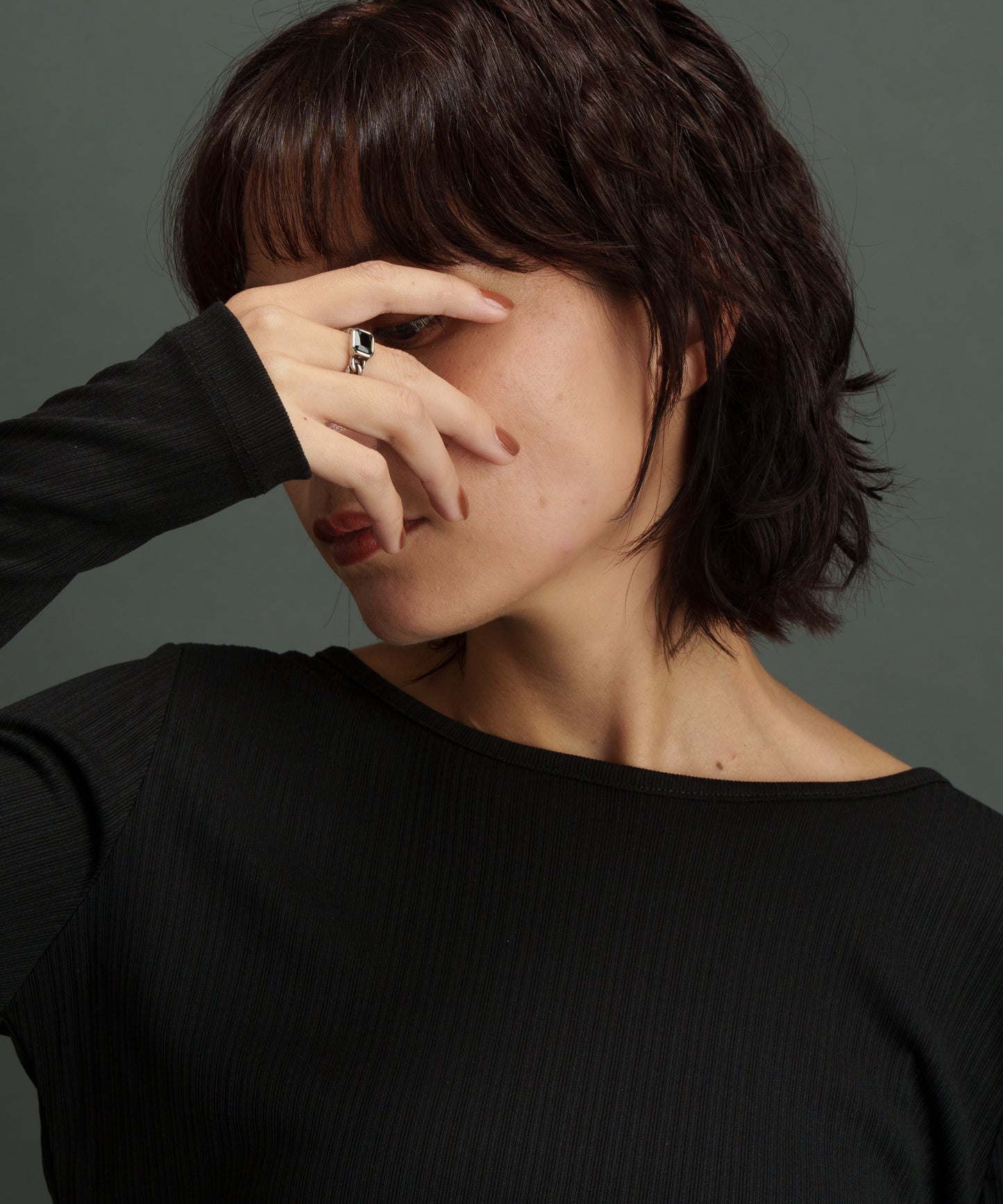 ブラックストーンチェーンリング【Silver】