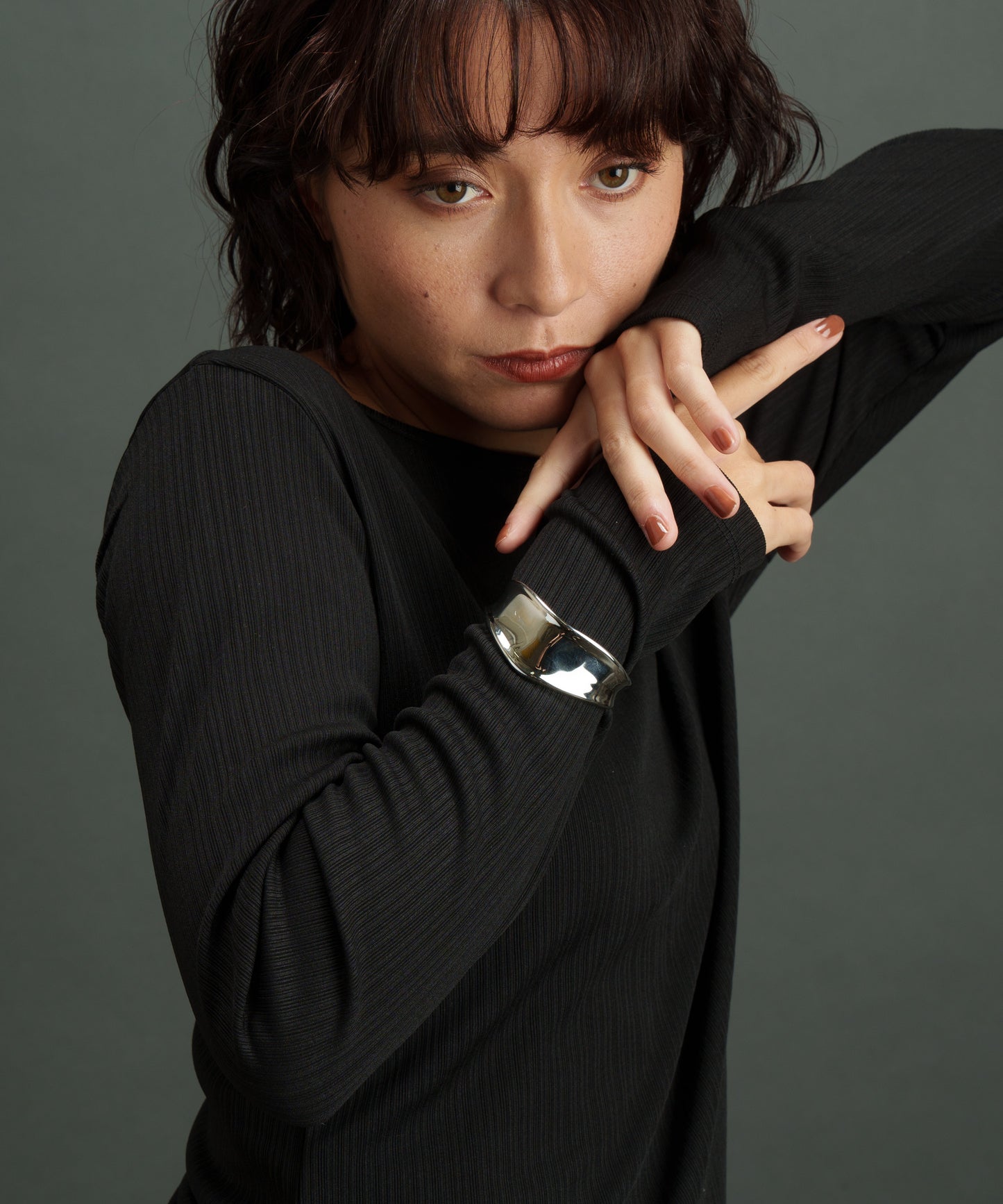 ボリュームウェーブバングル【Silver】