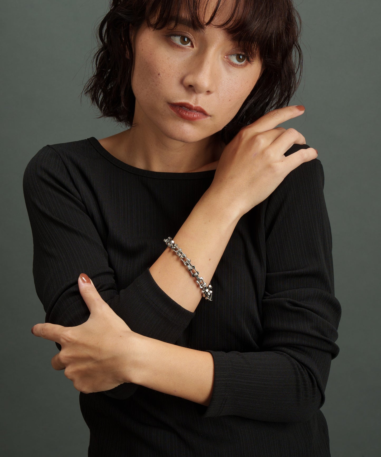 変形スクエアチェーンブレスレット【Silver】