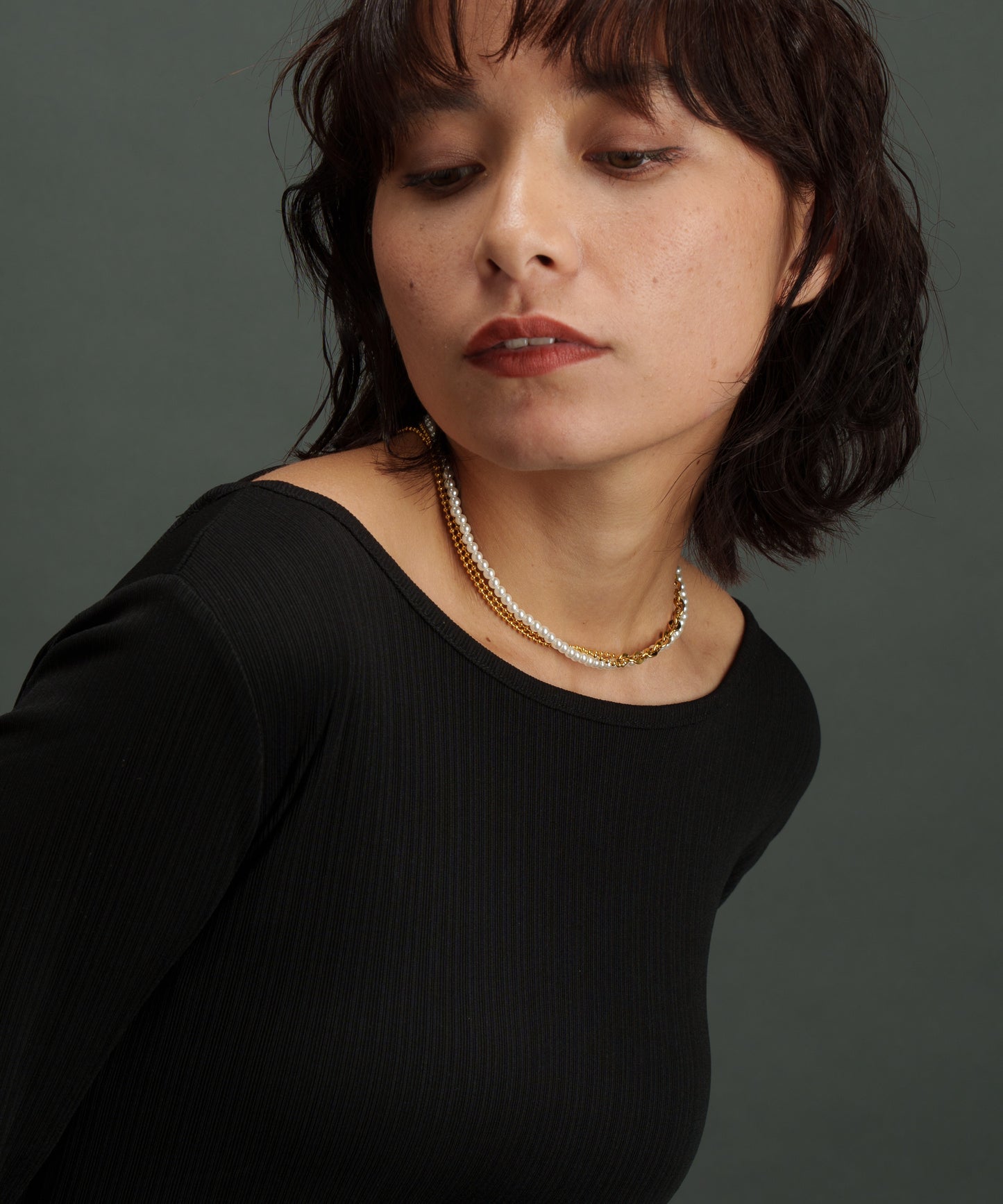 マテリアルMIX2連ネックレス【Gold】