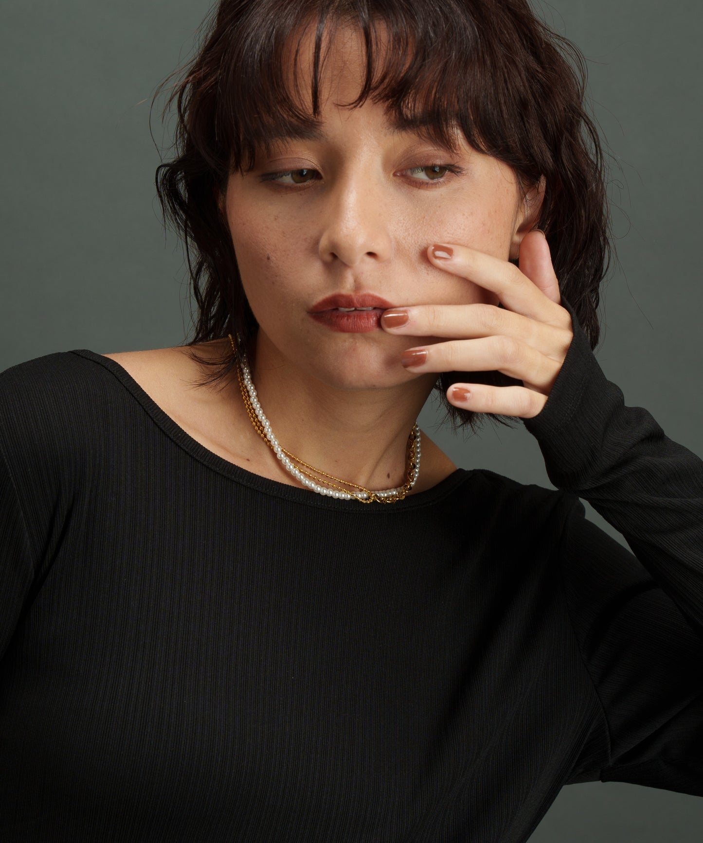 マテリアルMIX2連ネックレス【Gold】