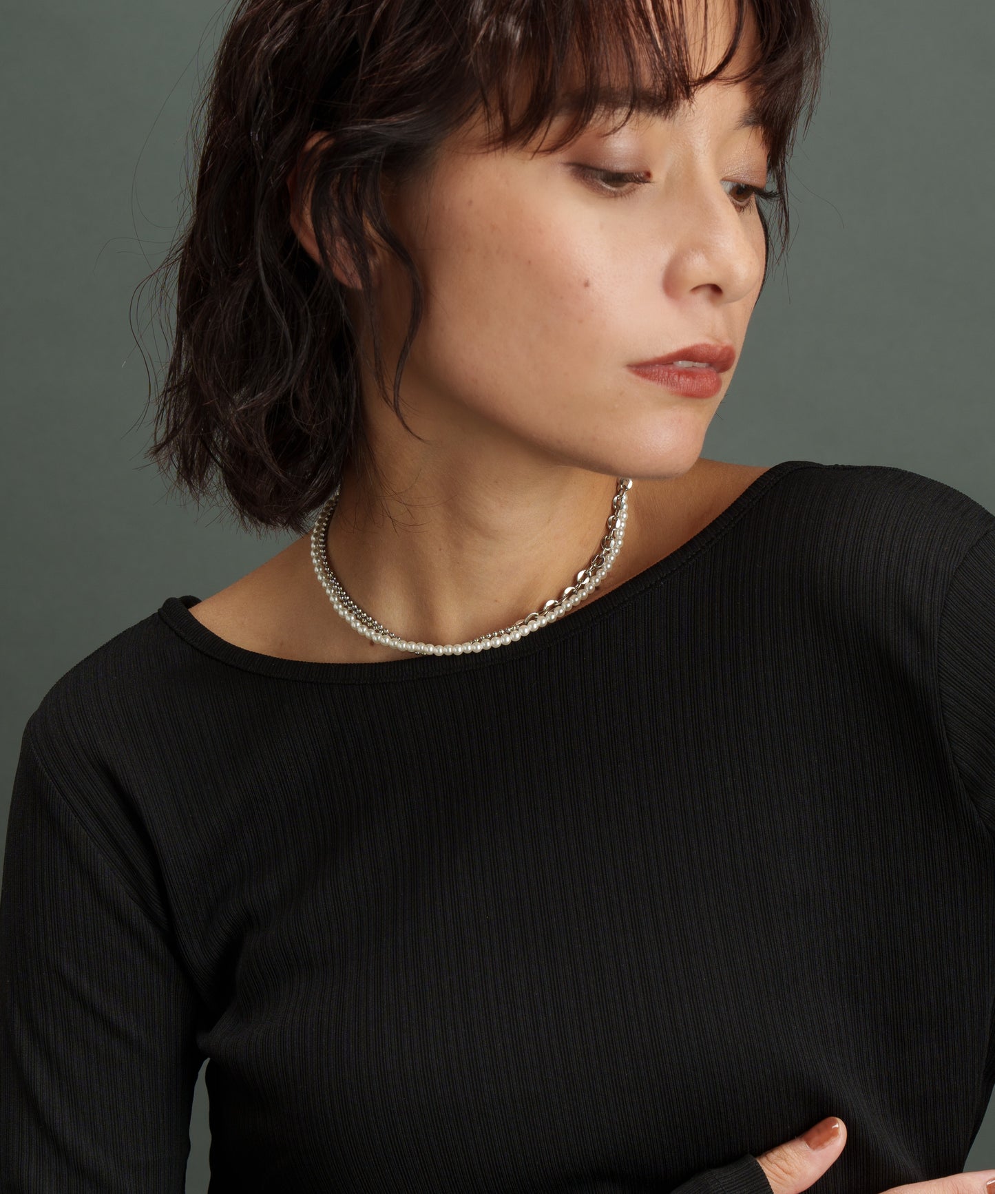 マテリアルMIX2連ネックレス【Silver】