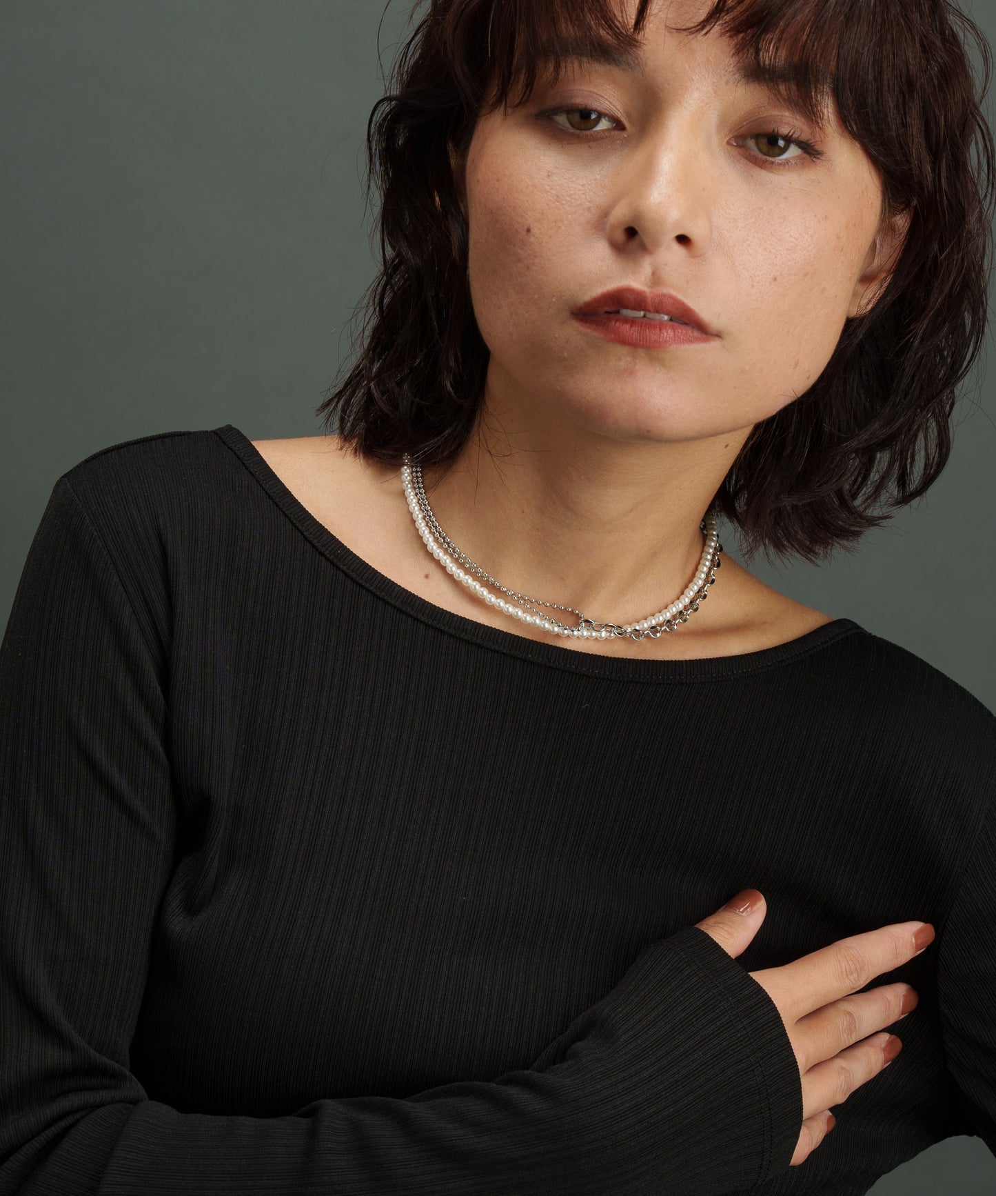 マテリアルMIX2連ネックレス【Silver】