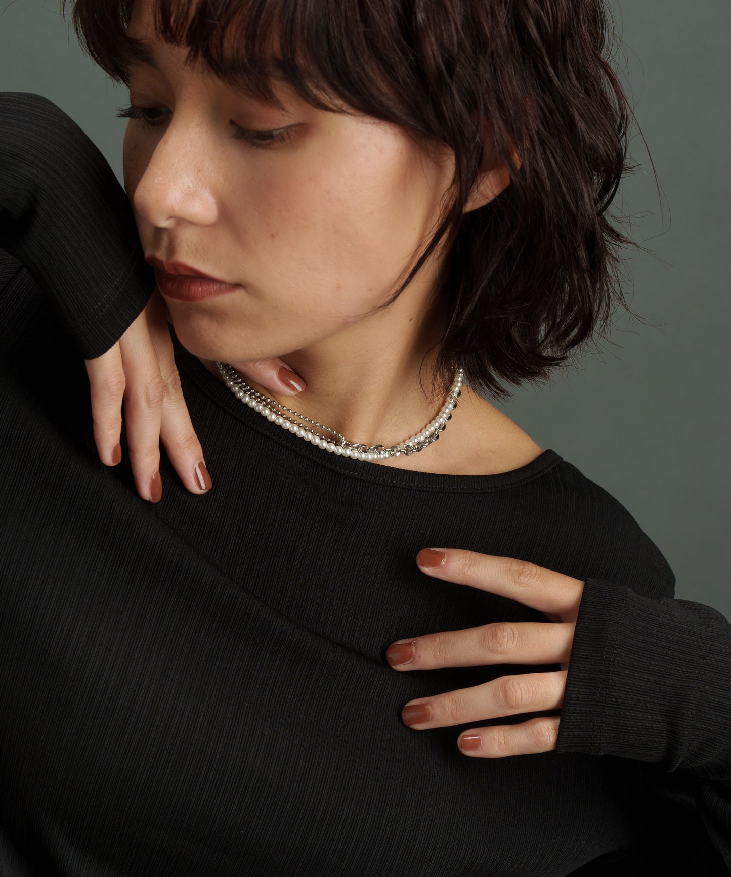 マテリアルMIX2連ネックレス【Silver】