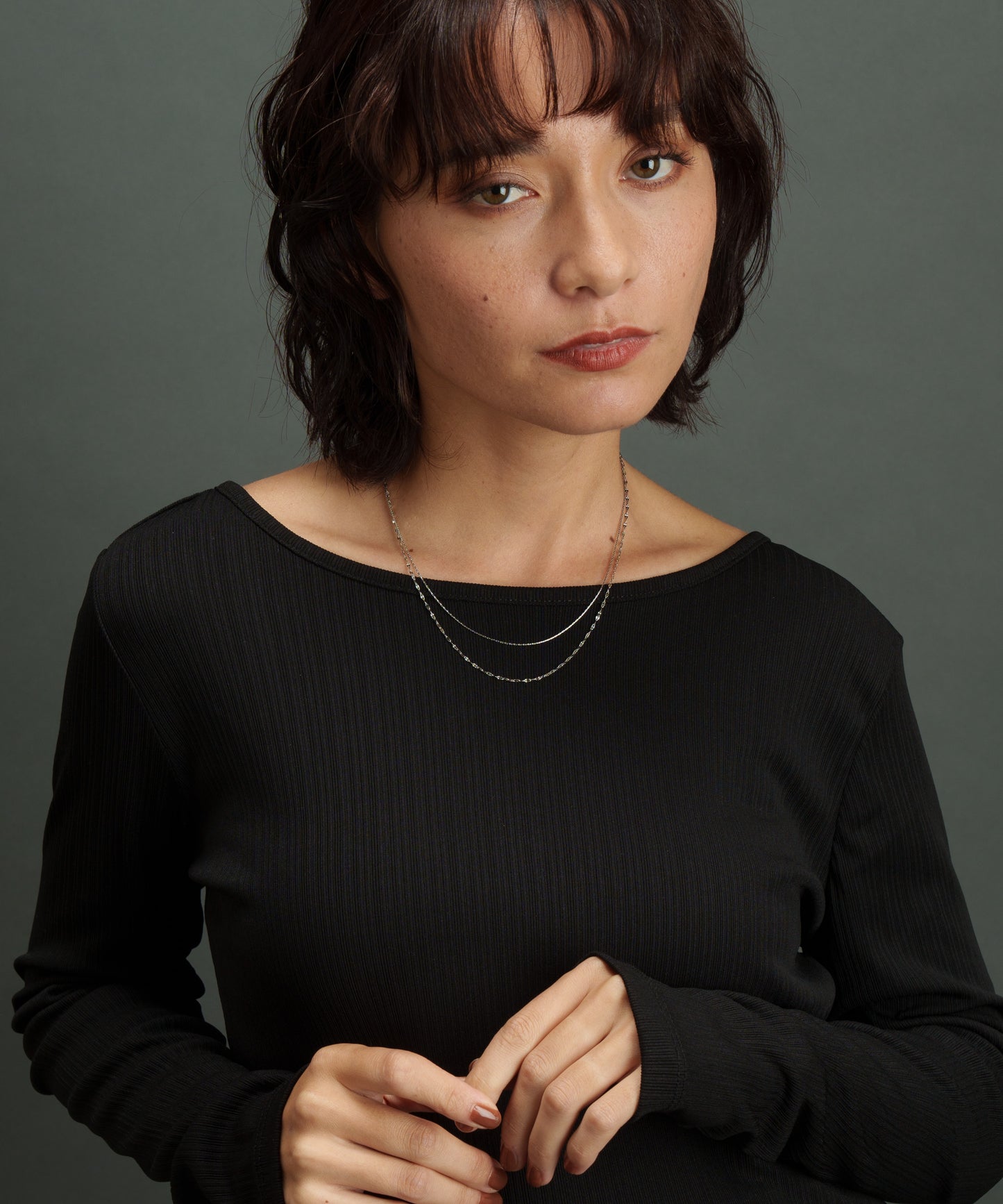 デザインチェーン2連ネックレス【Silver】