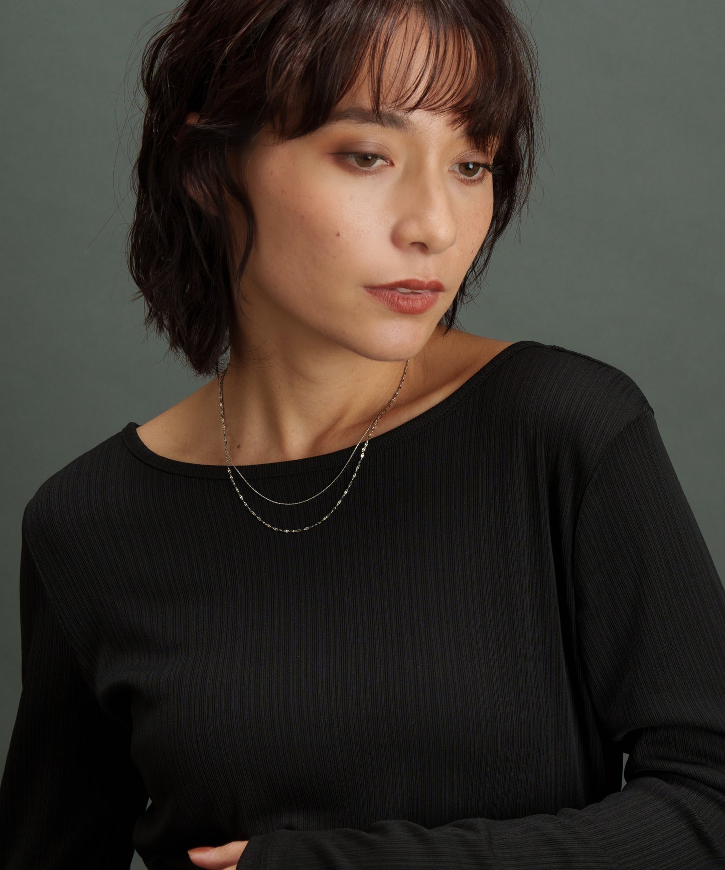 デザインチェーン2連ネックレス【Silver】