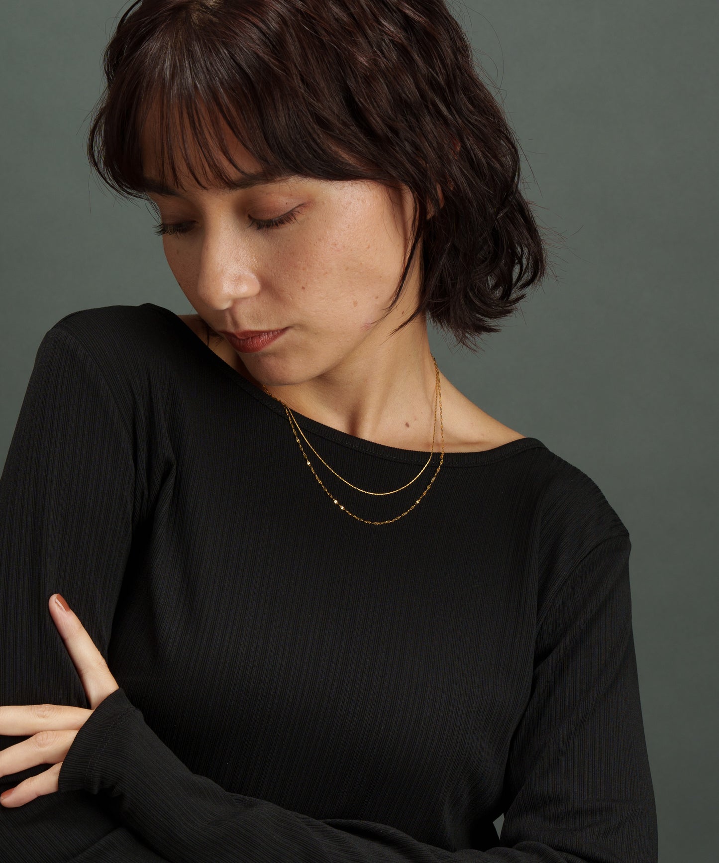 デザインチェーン2連ネックレス【Gold】