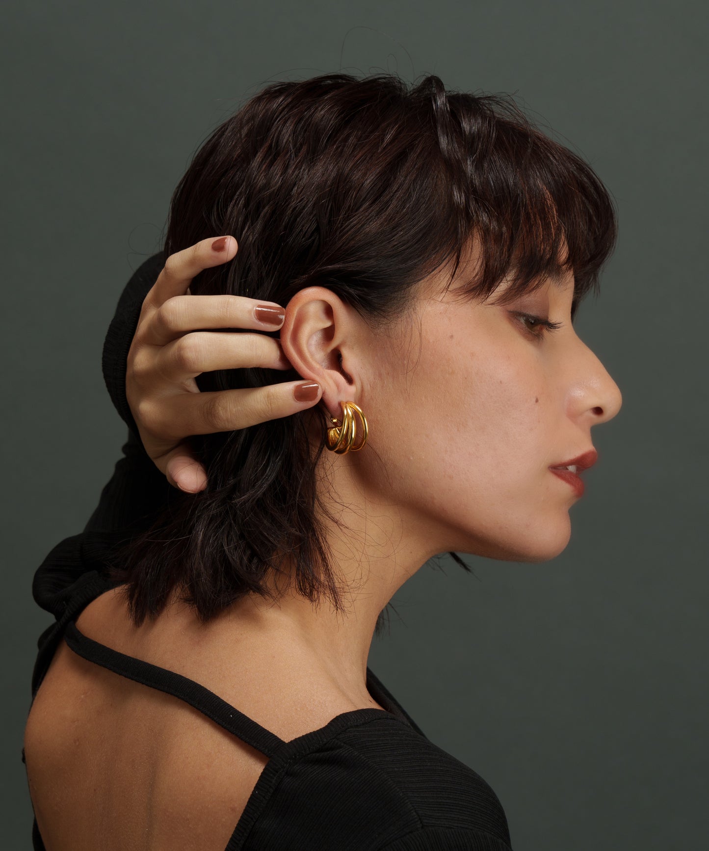 3連ドッキングCカーブイヤリング【Gold】