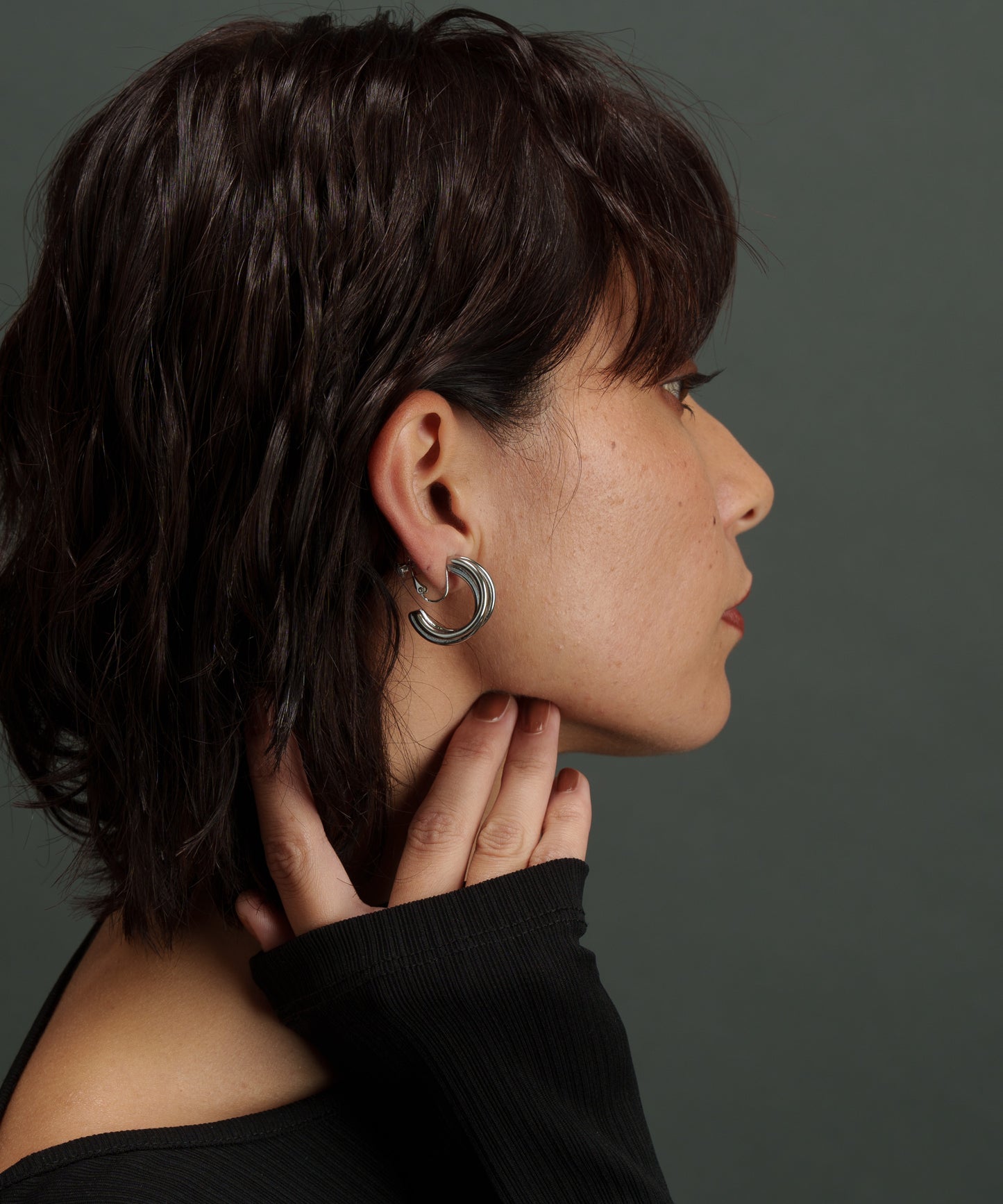 3連ドッキングCカーブイヤリング【Silver】