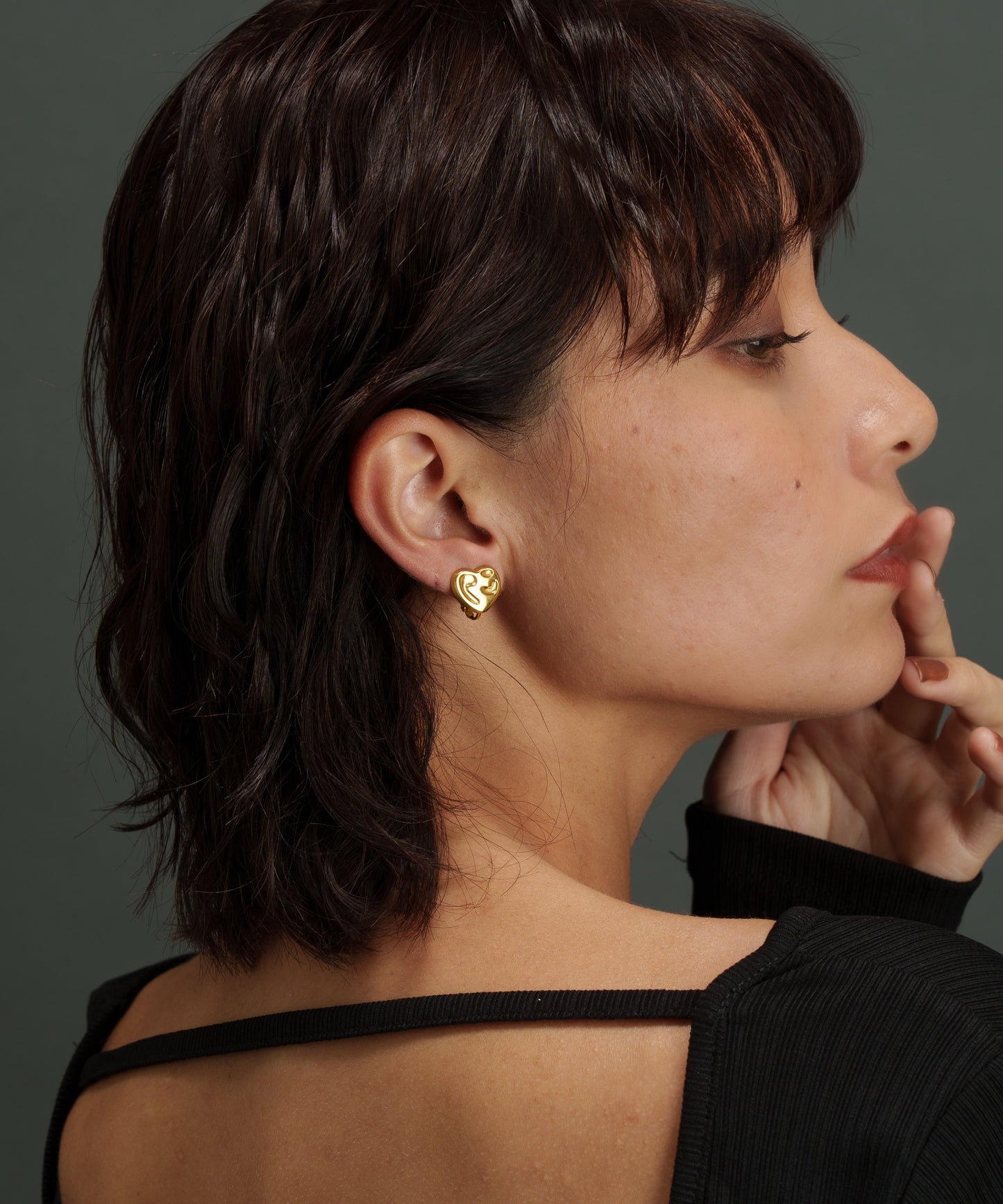 バンプスプチハートイヤリング【Gold】