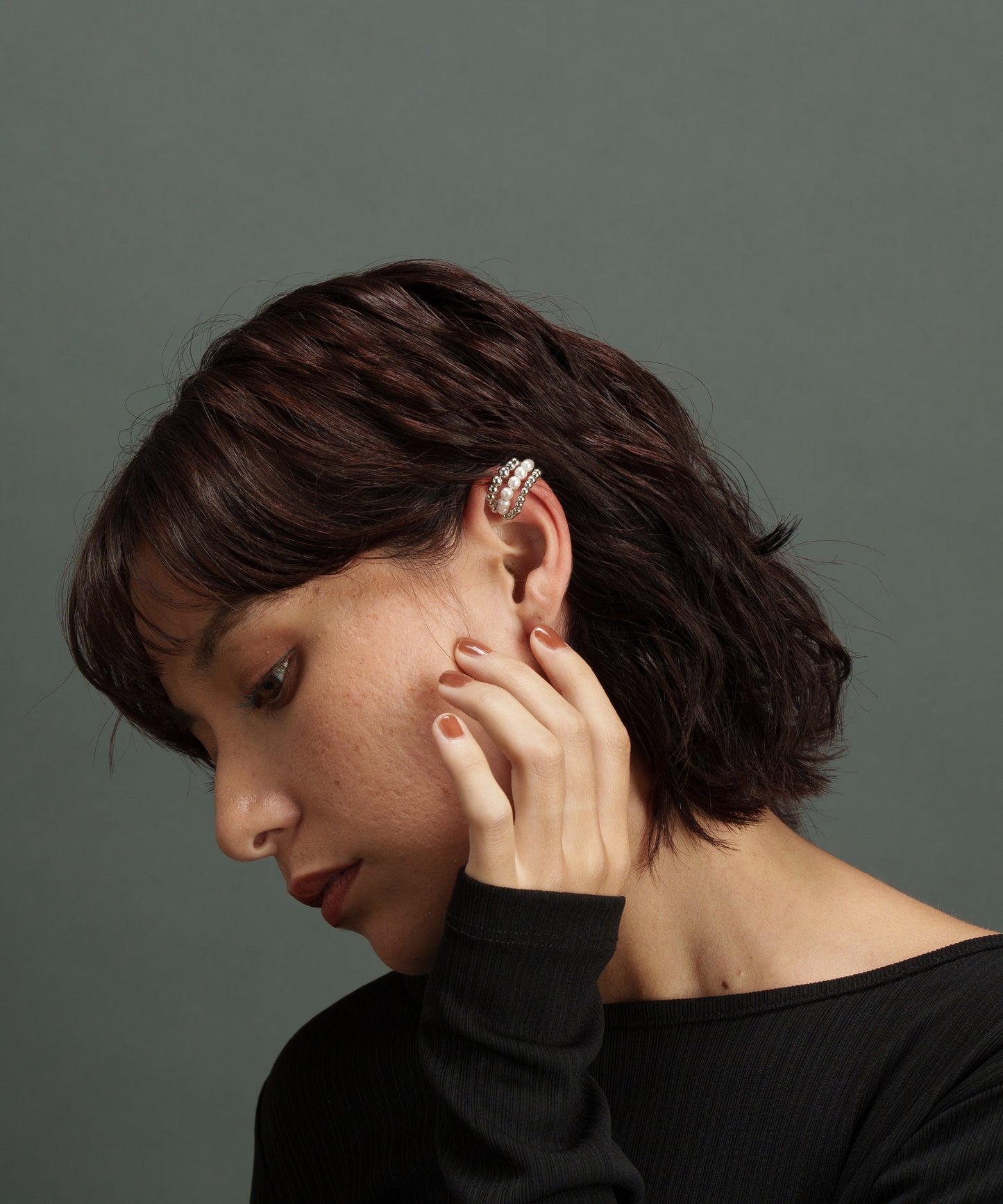 ボリュームボール3連イヤーカフ【Silver】