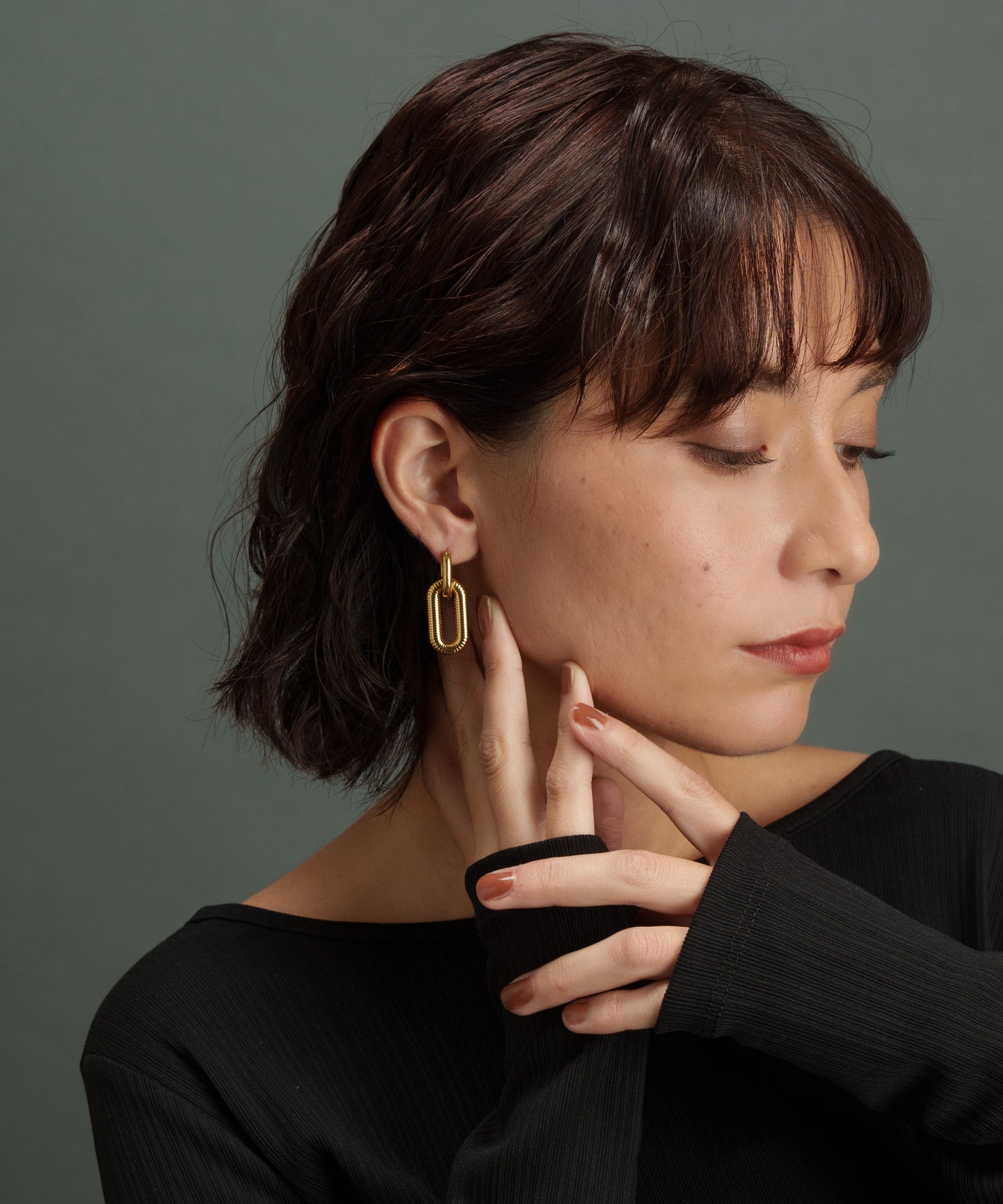 オーバルコイル風ピアス【Gold】