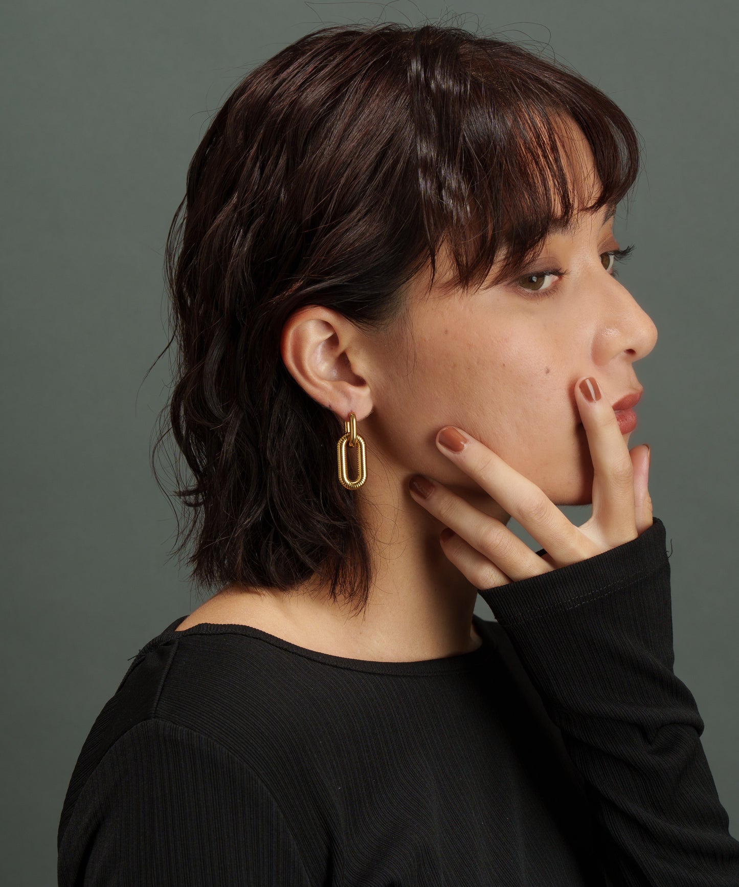 オーバルコイル風ピアス【Gold】