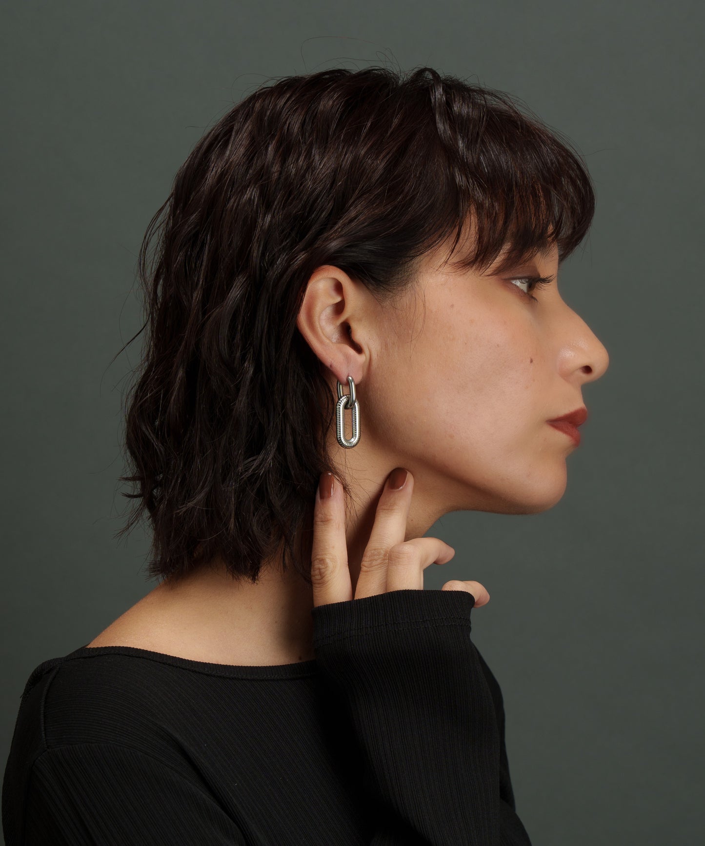 オーバルコイル風ピアス【Silver】