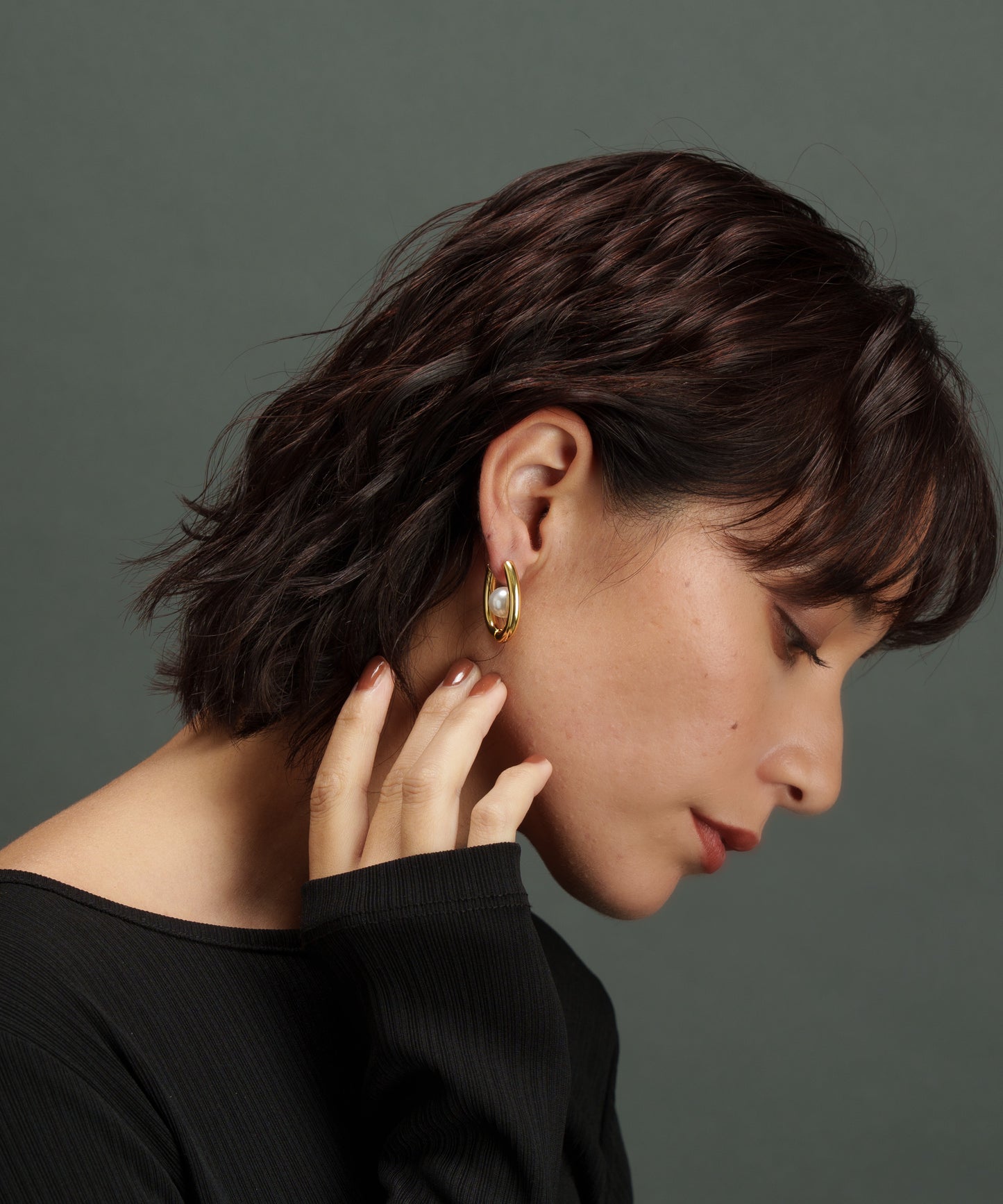 サークルセンターパールピアス【Gold】