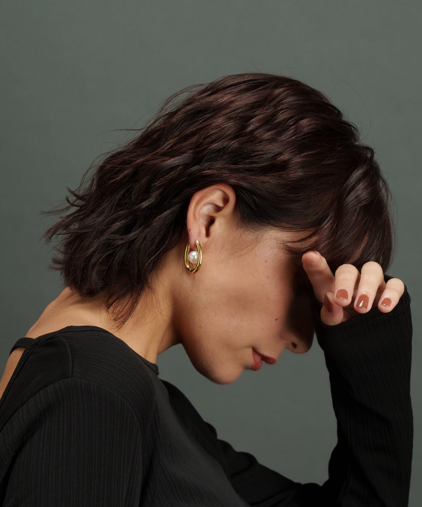 サークルセンターパールピアス【Gold】