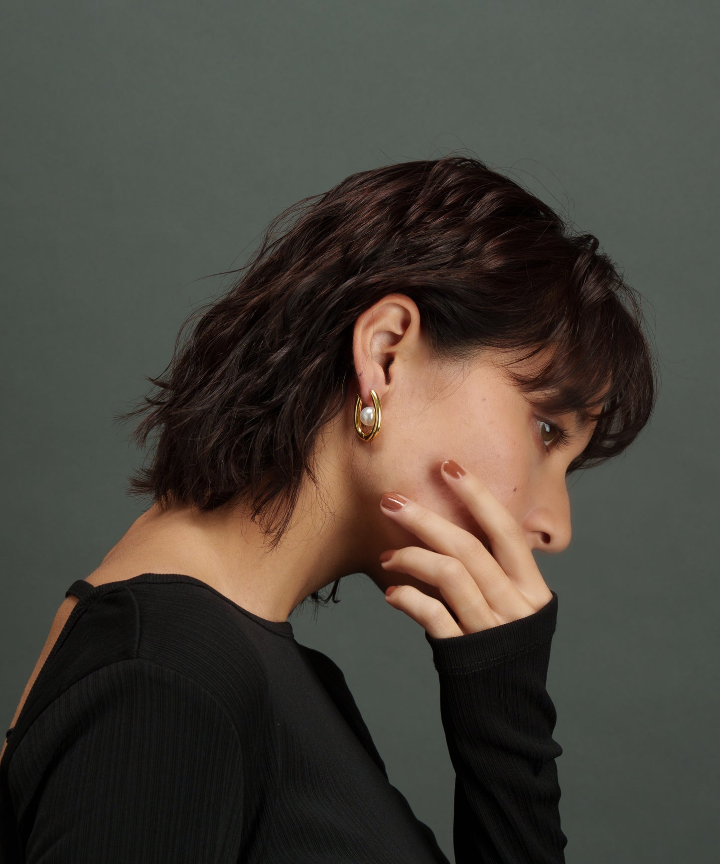 サークルセンターパールピアス【Gold】