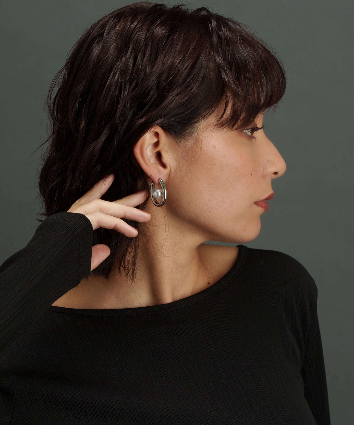 サークルセンターパールピアス【Silver】