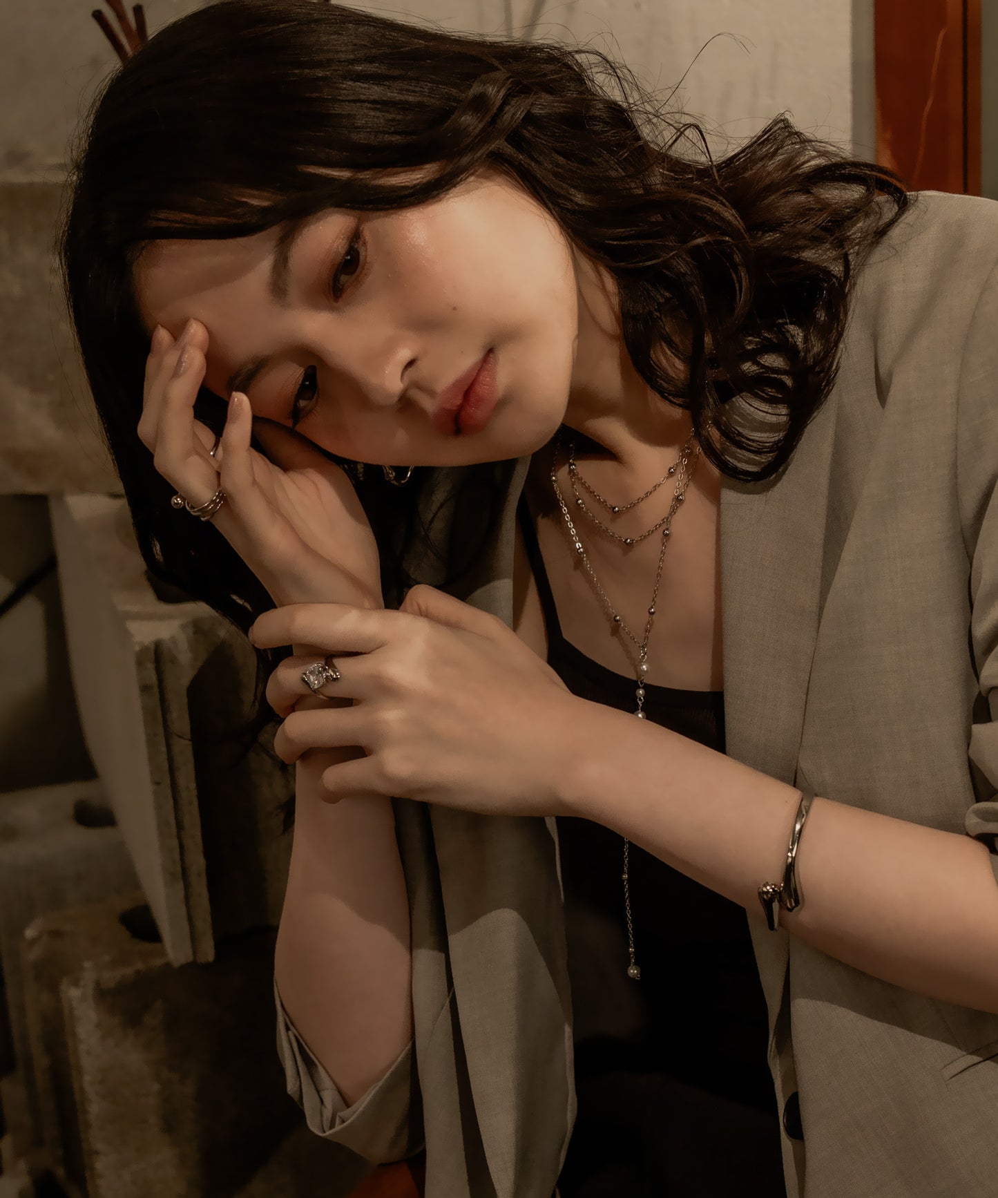 ラップアラウンドストーンリング【Silver】