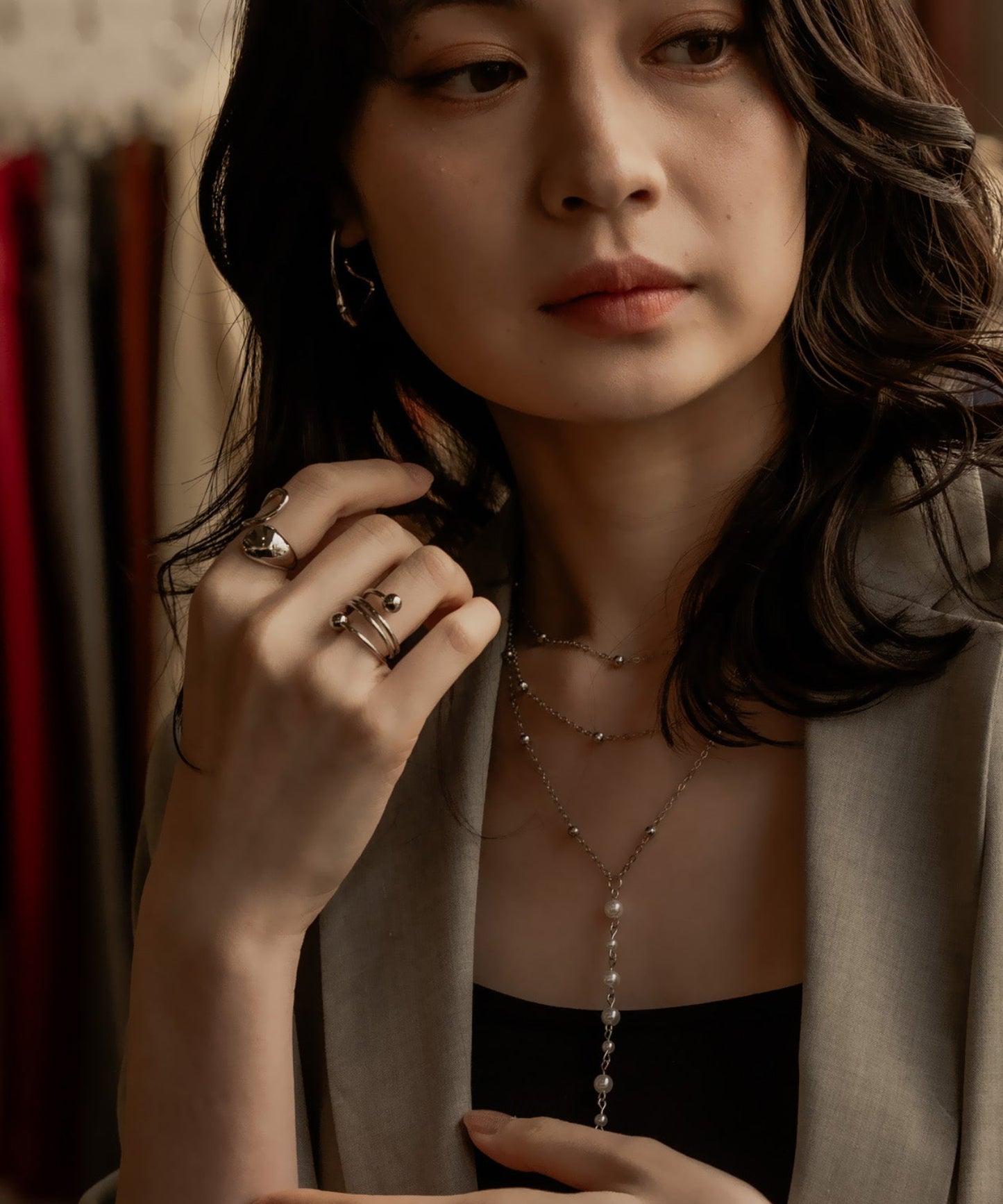 アシメワープドピアス【Silver】