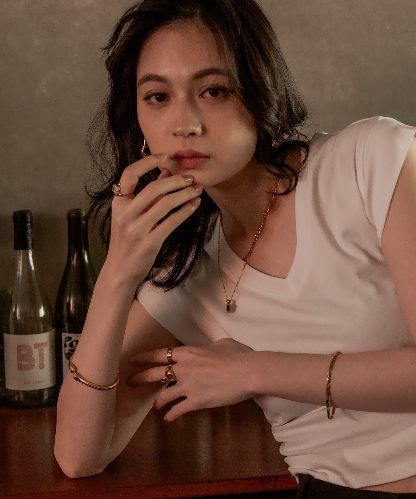 ストーンヴィンテージラインリング【Gold×Clear】