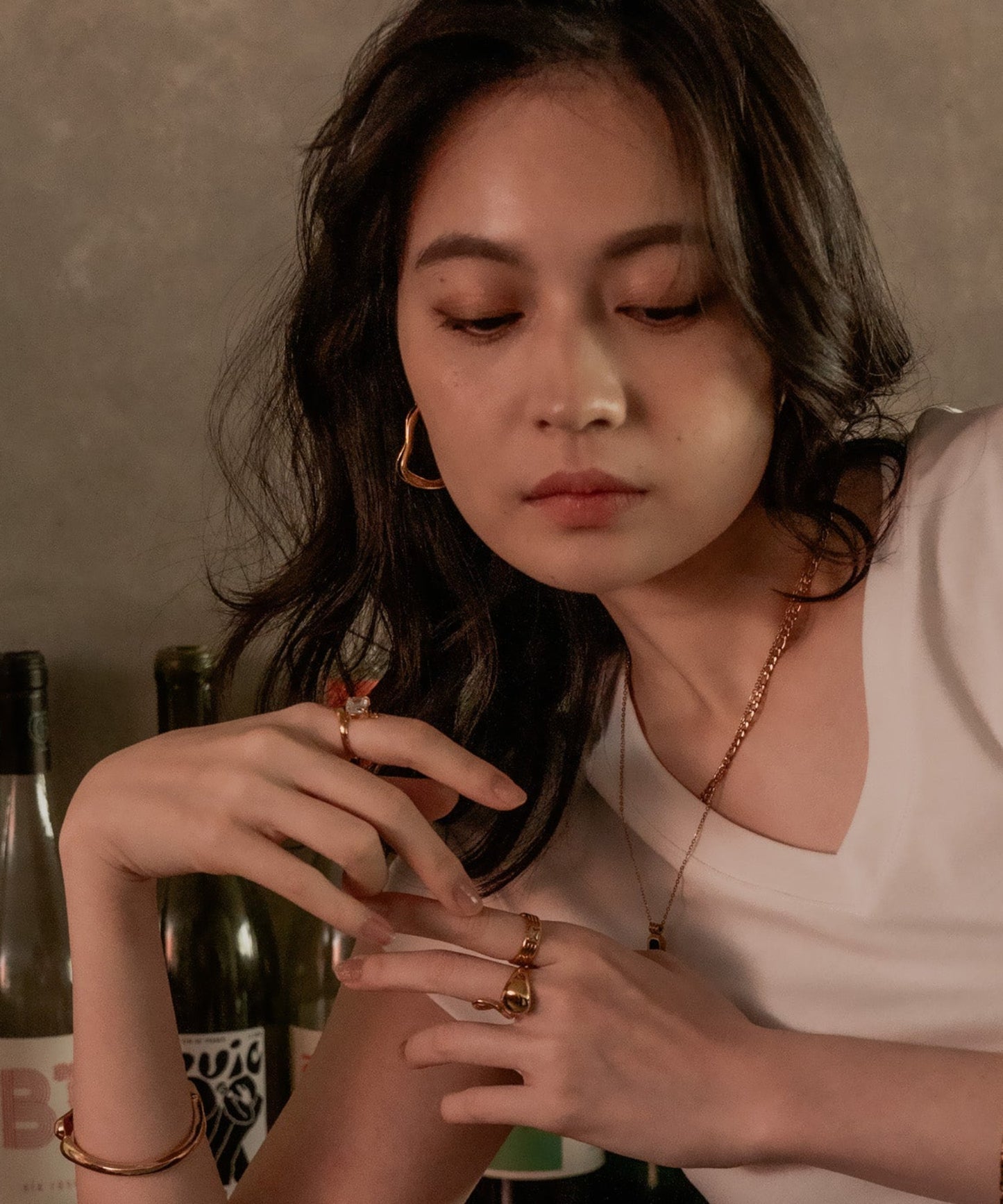 カラーラインワープドピアス			【Gold×Black】