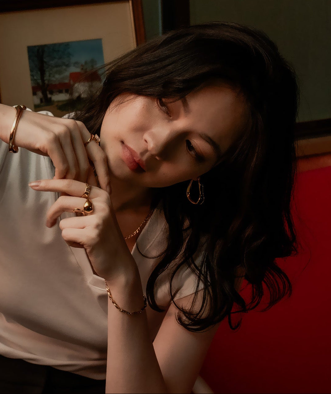 カラーラインワープドピアス			【Gold×Black】