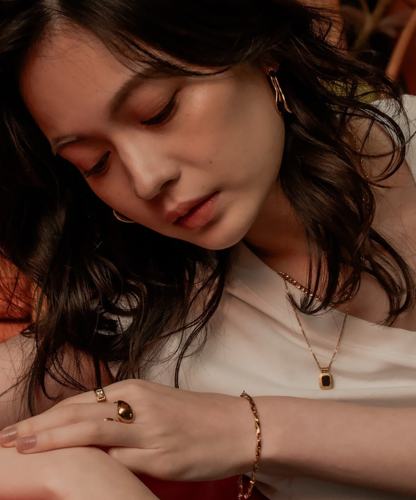 カラーラインワープドピアス			【Gold×Black】