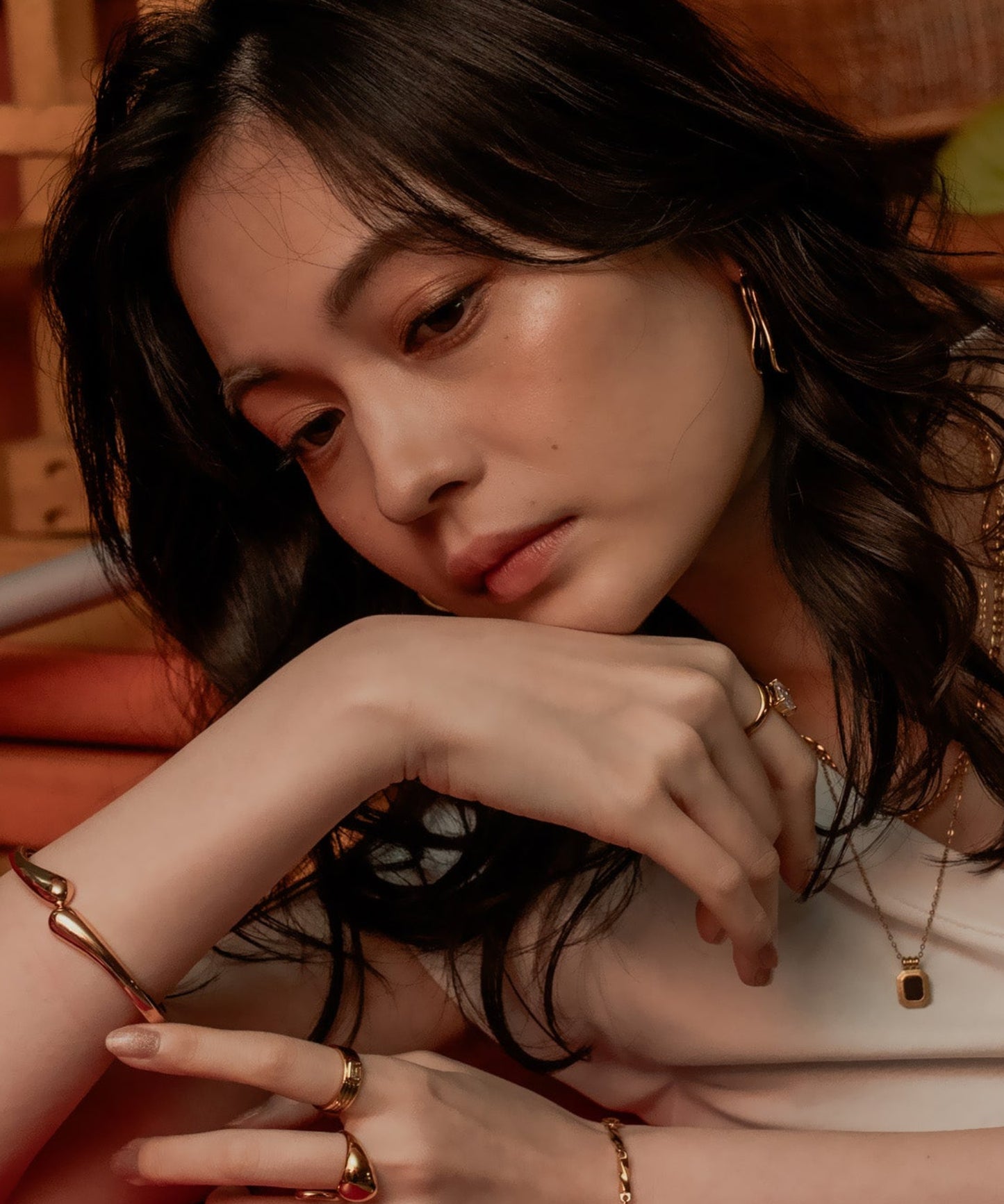 カラーラインワープドピアス			【Gold×Black】