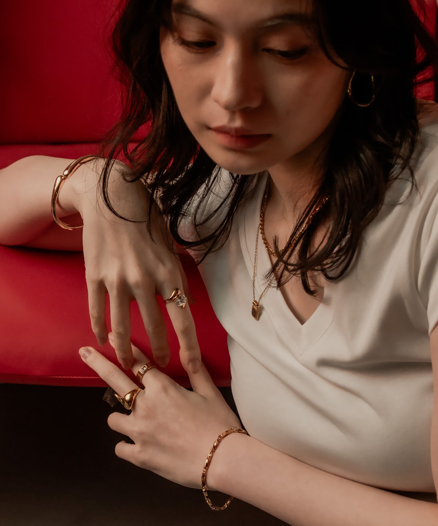 ストーンヴィンテージラインリング【Gold×Clear】