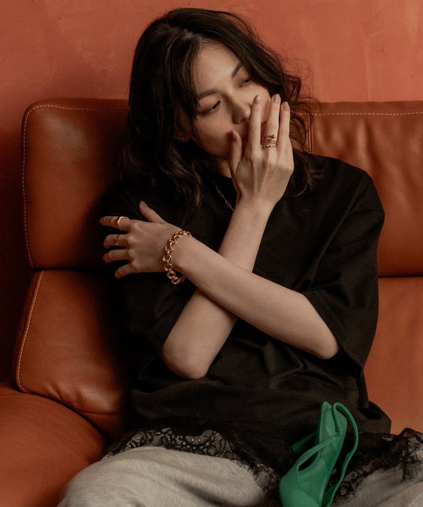 ダブルリングブレスレット【Gold】