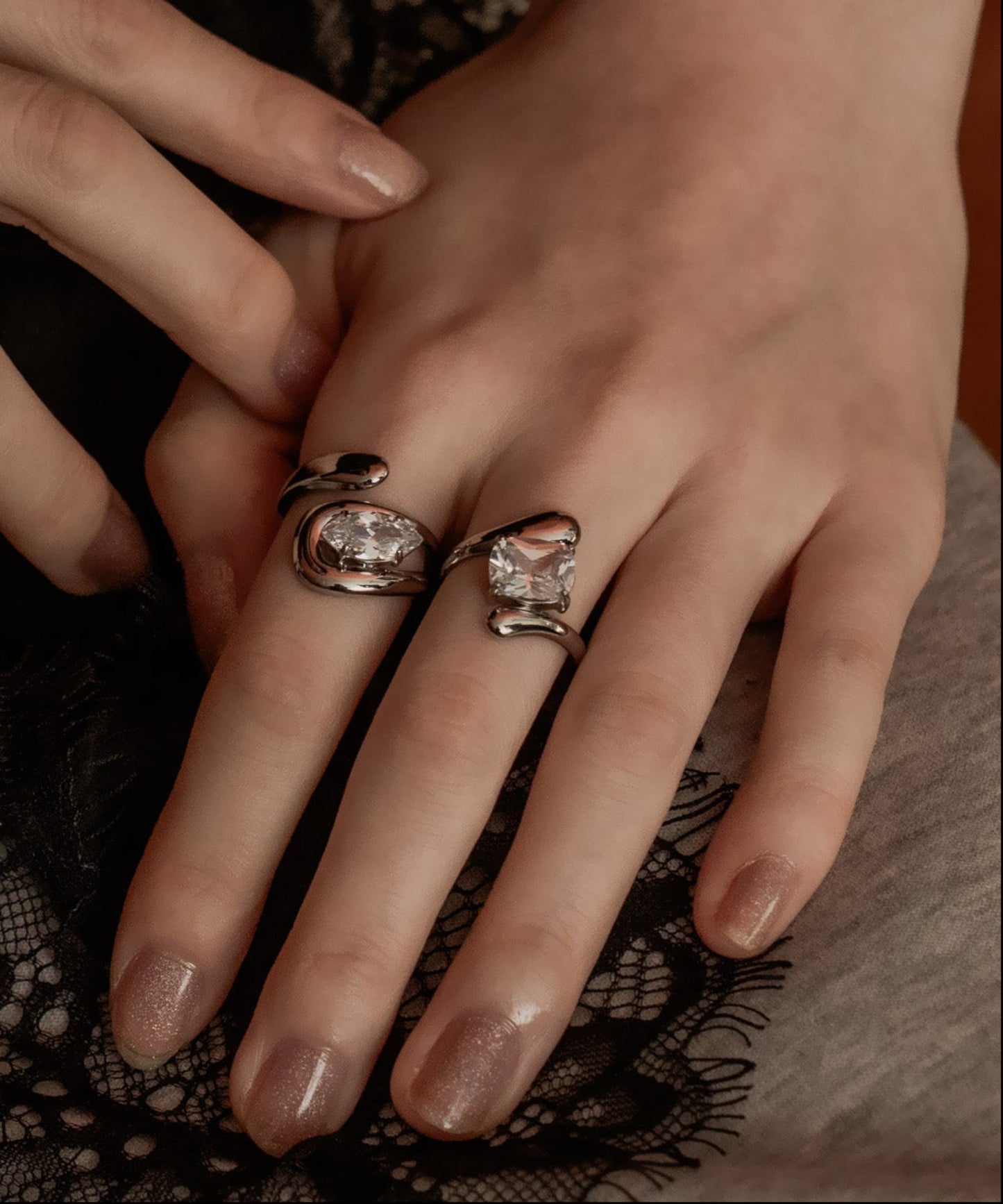 ラップアラウンドストーンリング【Silver】