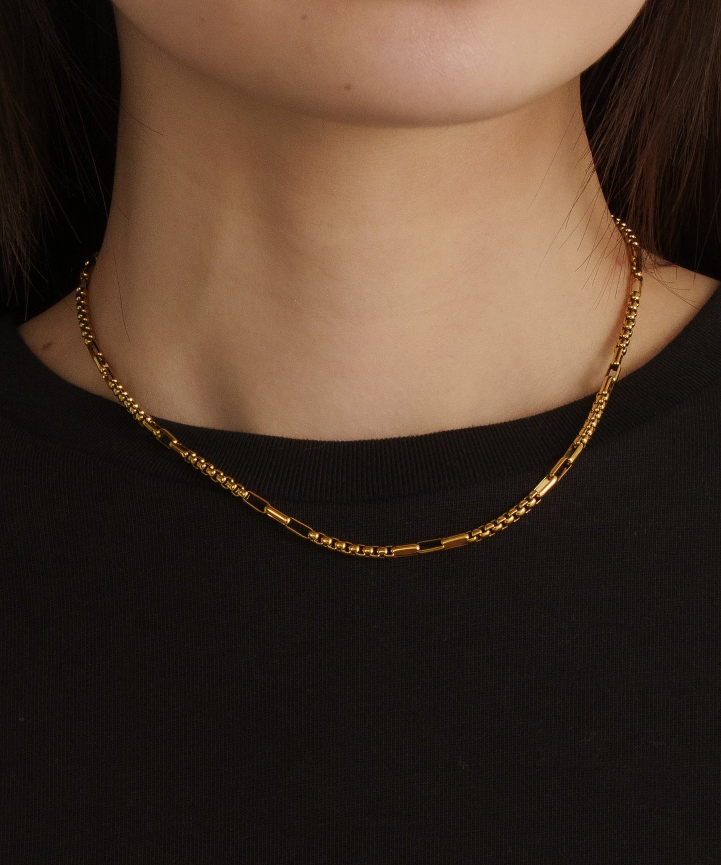 インターバルスクエアチェーンネックレス【Gold】