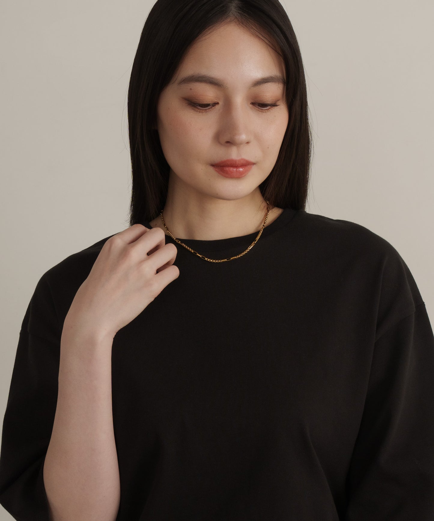 インターバルスクエアチェーンネックレス【Gold】