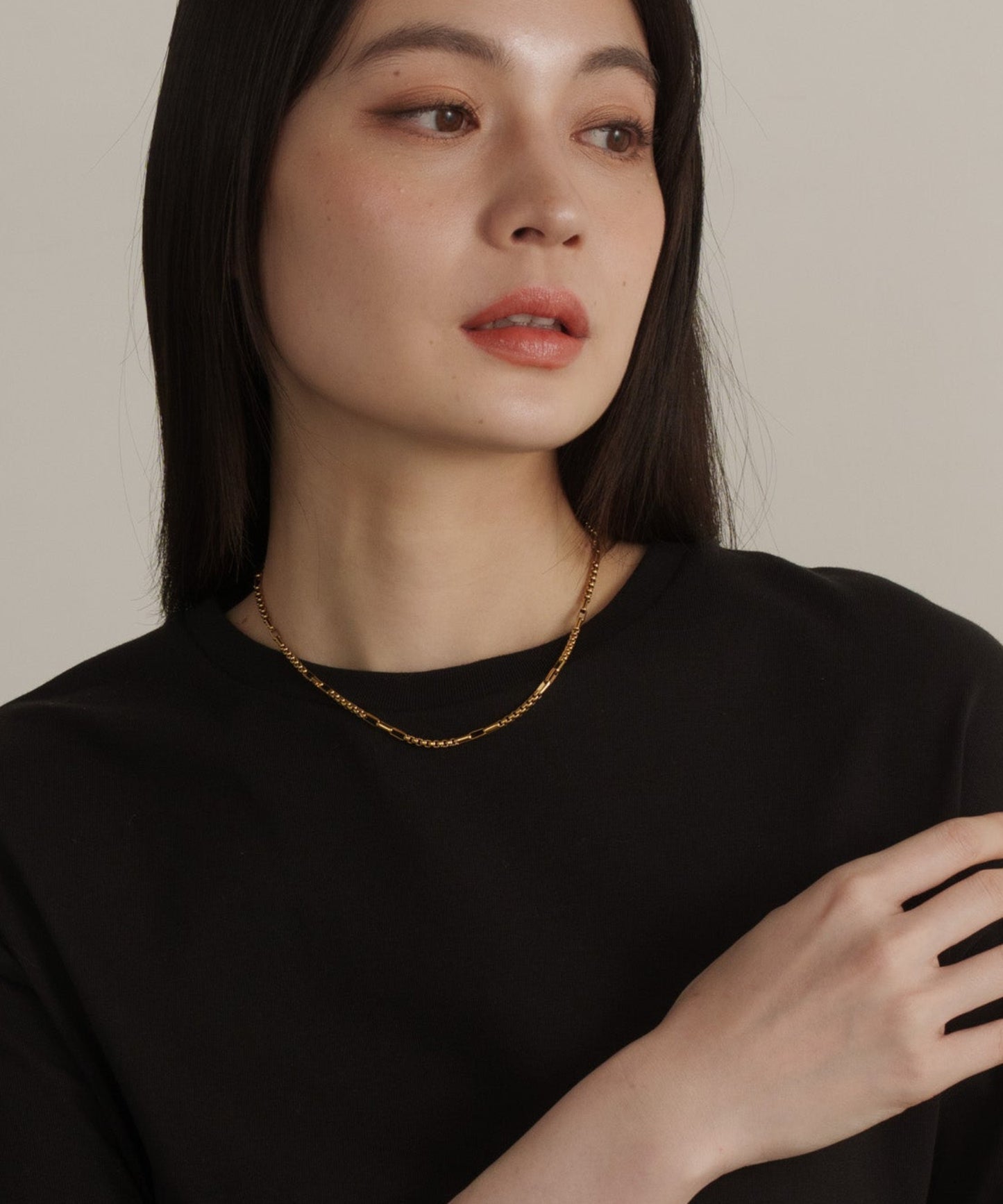 インターバルスクエアチェーンネックレス【Gold】