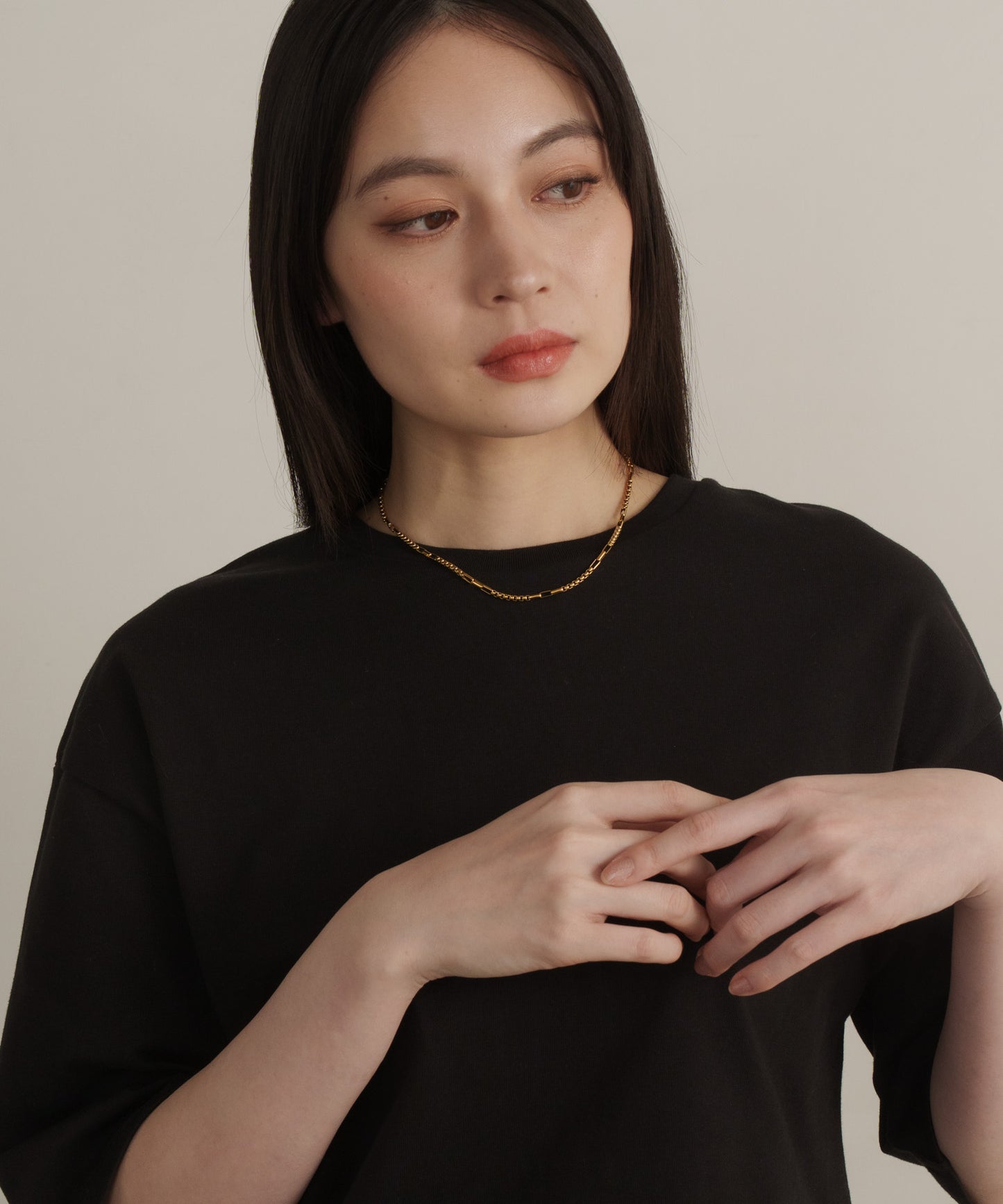 インターバルスクエアチェーンネックレス【Gold】